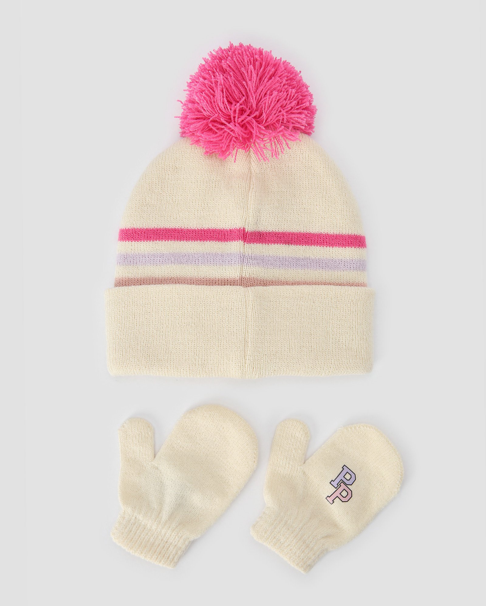 Kit gorro infantil de tricot Patrulha Canina Sky + par de luvas bege | Nickelodeon