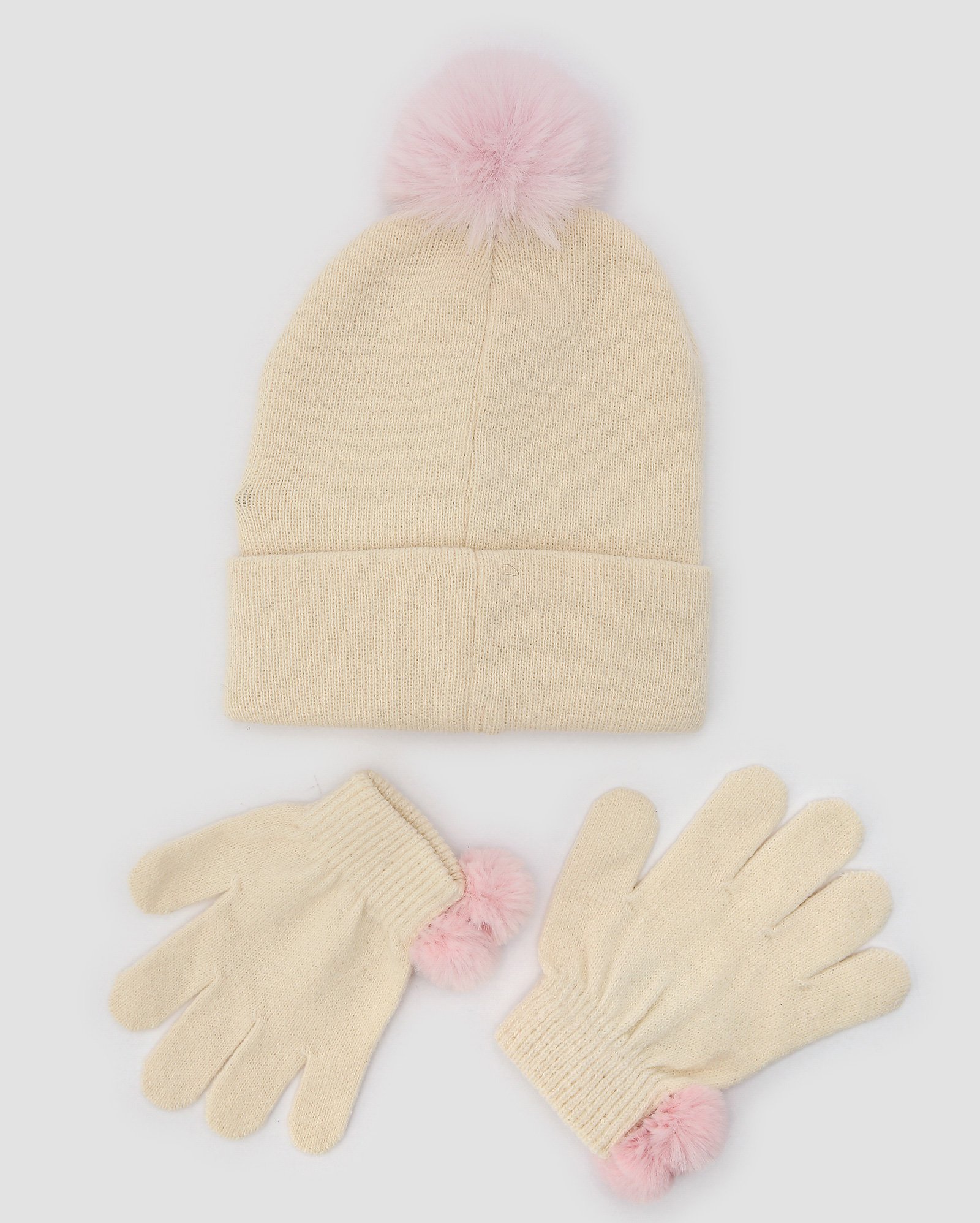Kit gorro infantil de tricot paetê de estrelas + par de luvas bege | Accessori by Riachuelo
