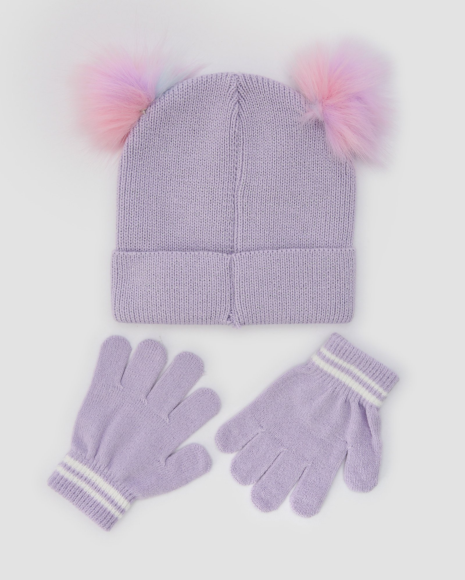Kit gorro infantil de tricot olhinhos + par de luvas lilás | Accessori by Riachuelo