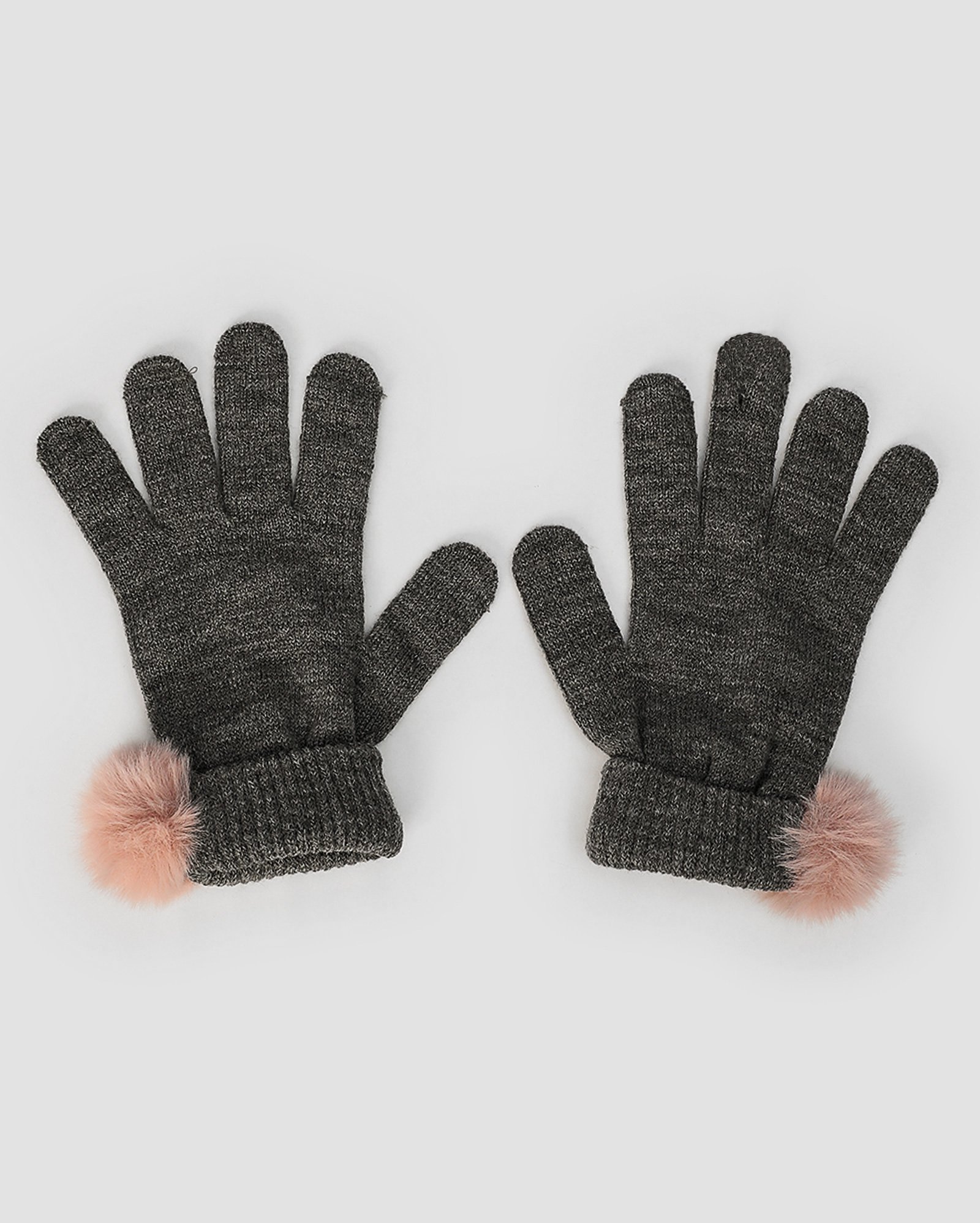 Luva infantil com pompom e pérolas cinza | Accessori by Riachuelo