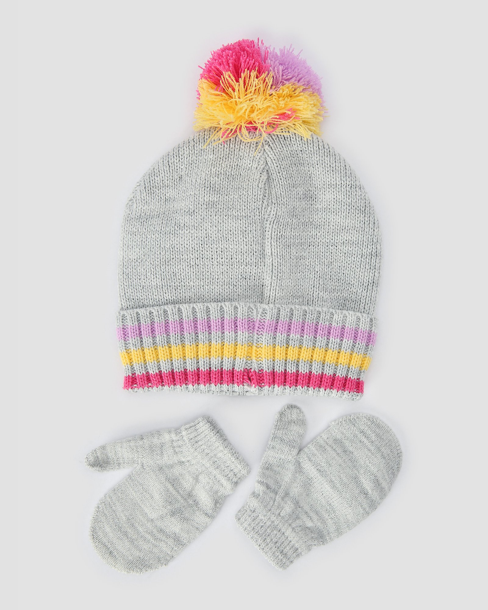 Kit gorro infantil de tricot unicórnio + par de luvas cinza | Accessori by Riachuelo