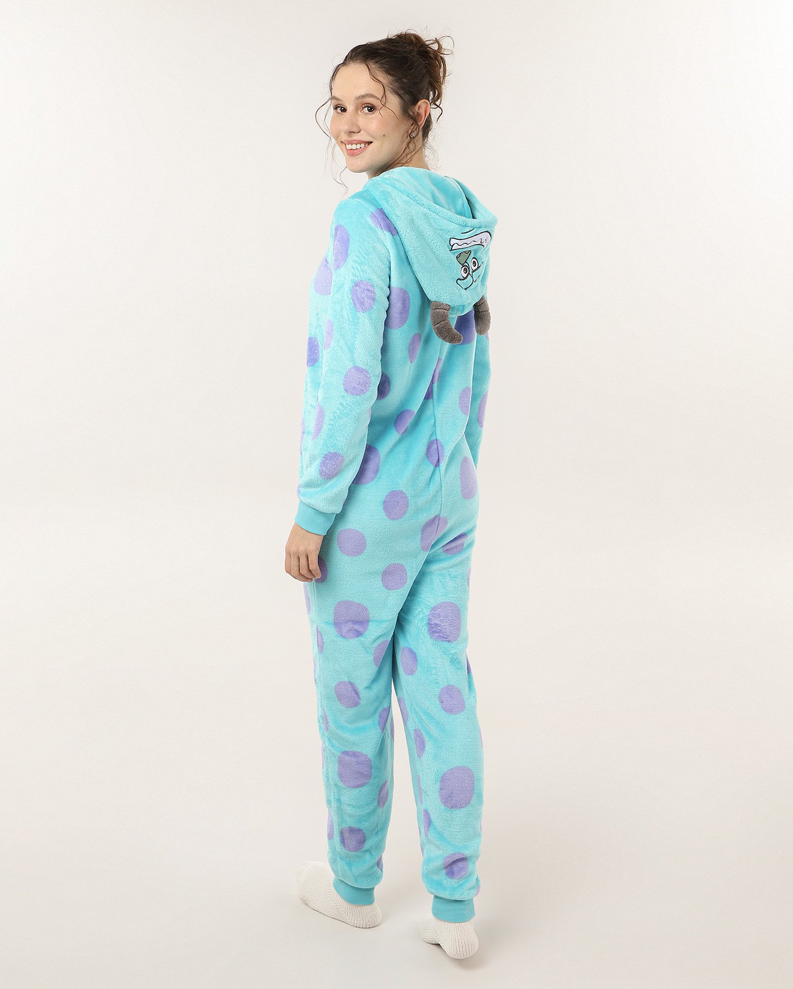 Macacão pijama feminino de fleece com capuz Sullivan azul | Disney