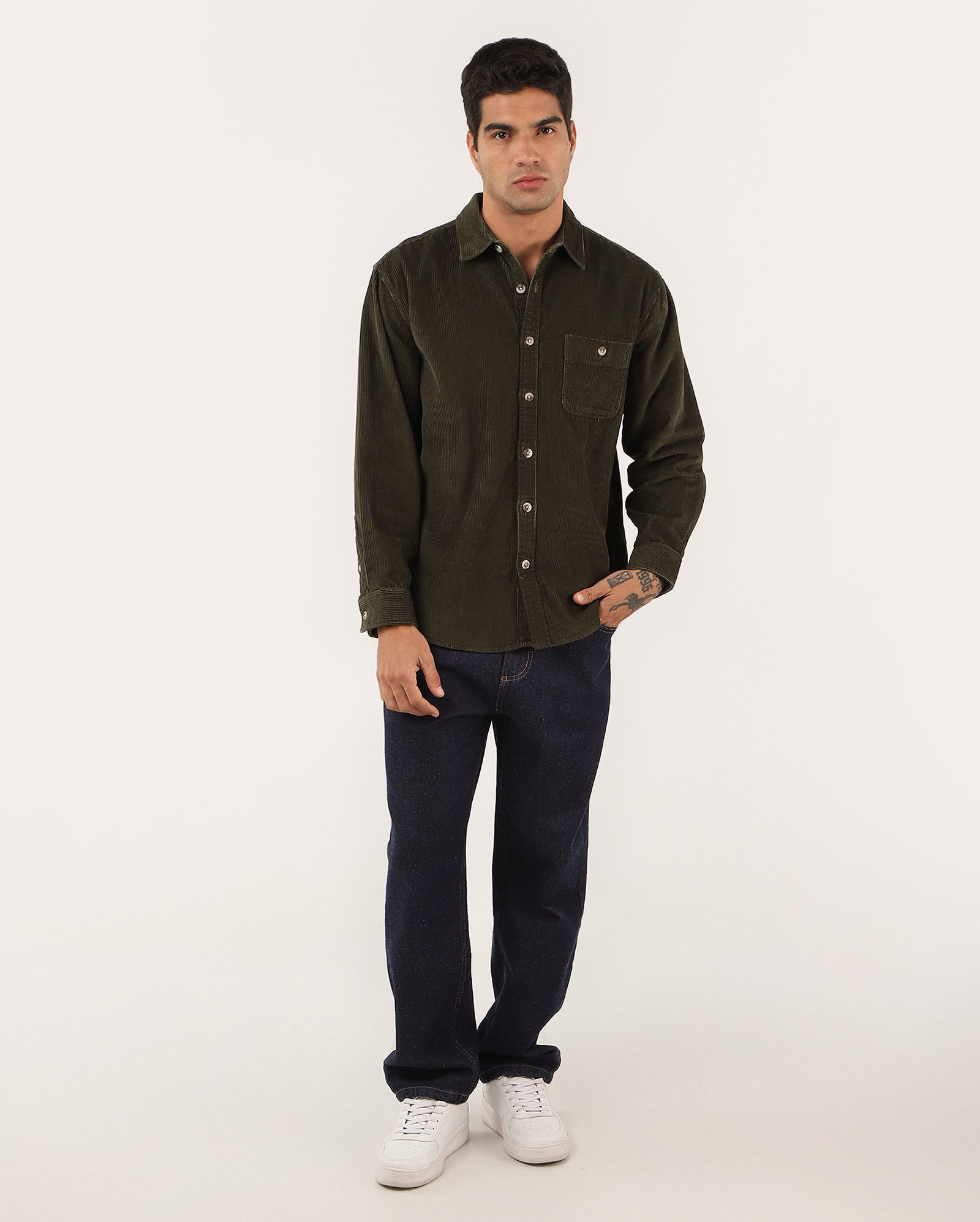 Camisa masculina relaxed veludo cotelê - Verde Escuro | Pool