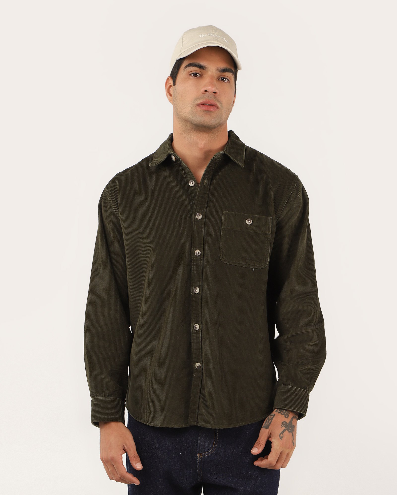 Camisa masculina relaxed veludo cotelê - Verde Escuro | Pool