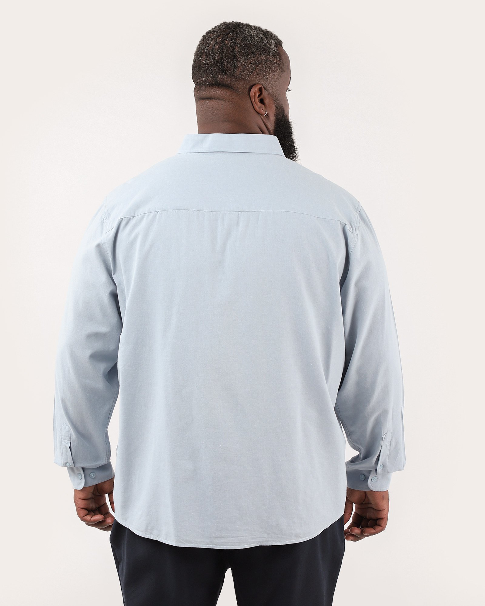 Camisa plus size masculina em viscolinho - Azul Claro