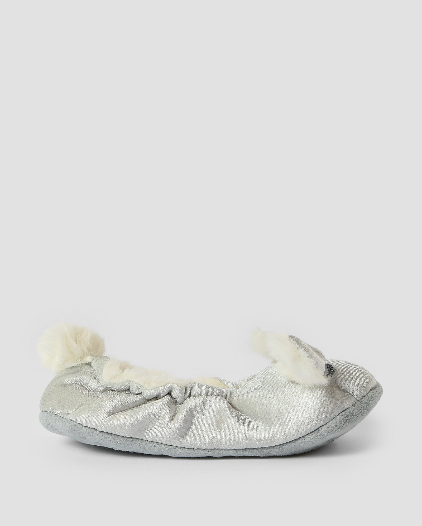 Pantufa feminina slipper de bichinho cinza — foto 2