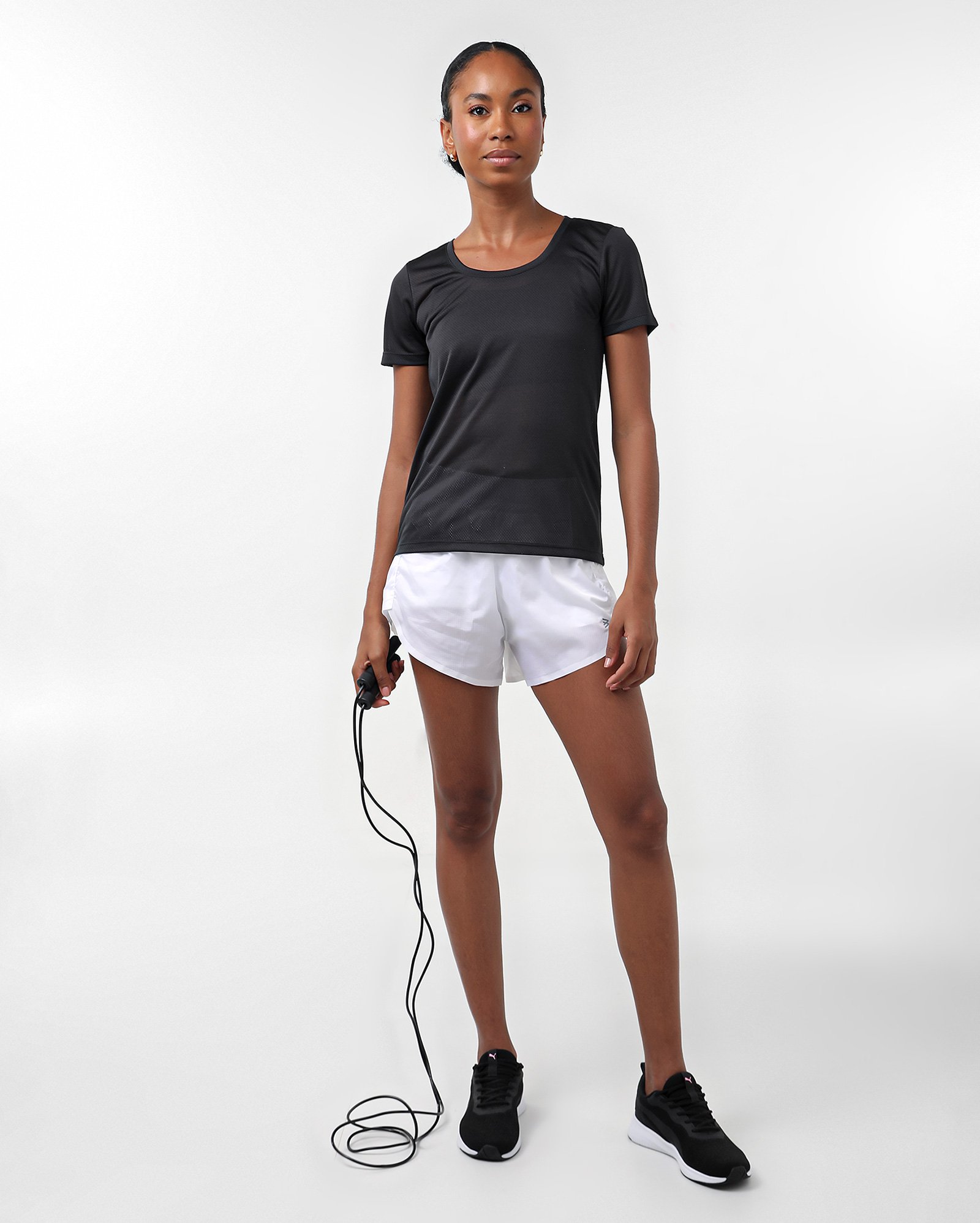 Camiseta feminina alta respirabilidade preta | Body Work