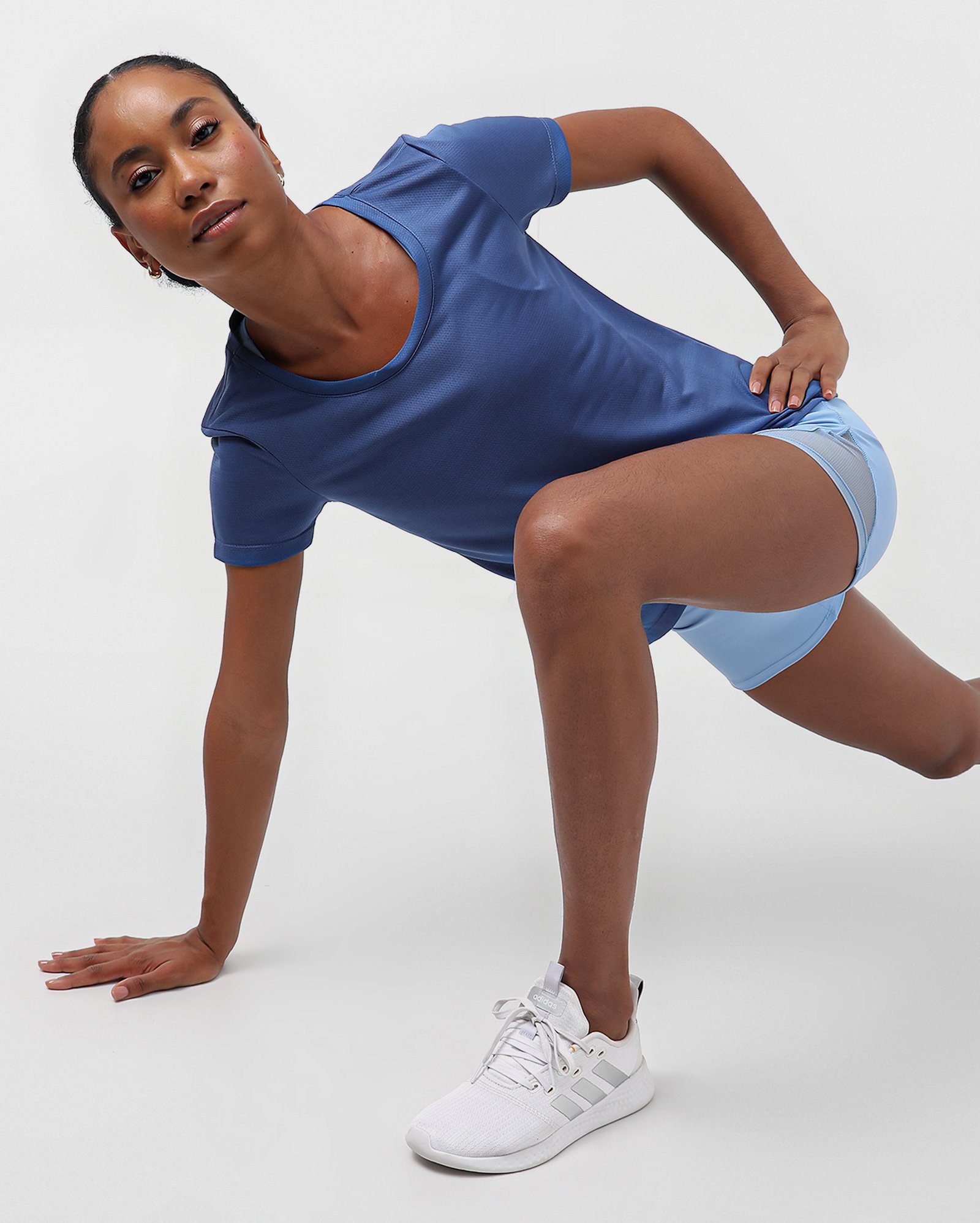 Camiseta feminina alta respirabilidade azul | Body Work