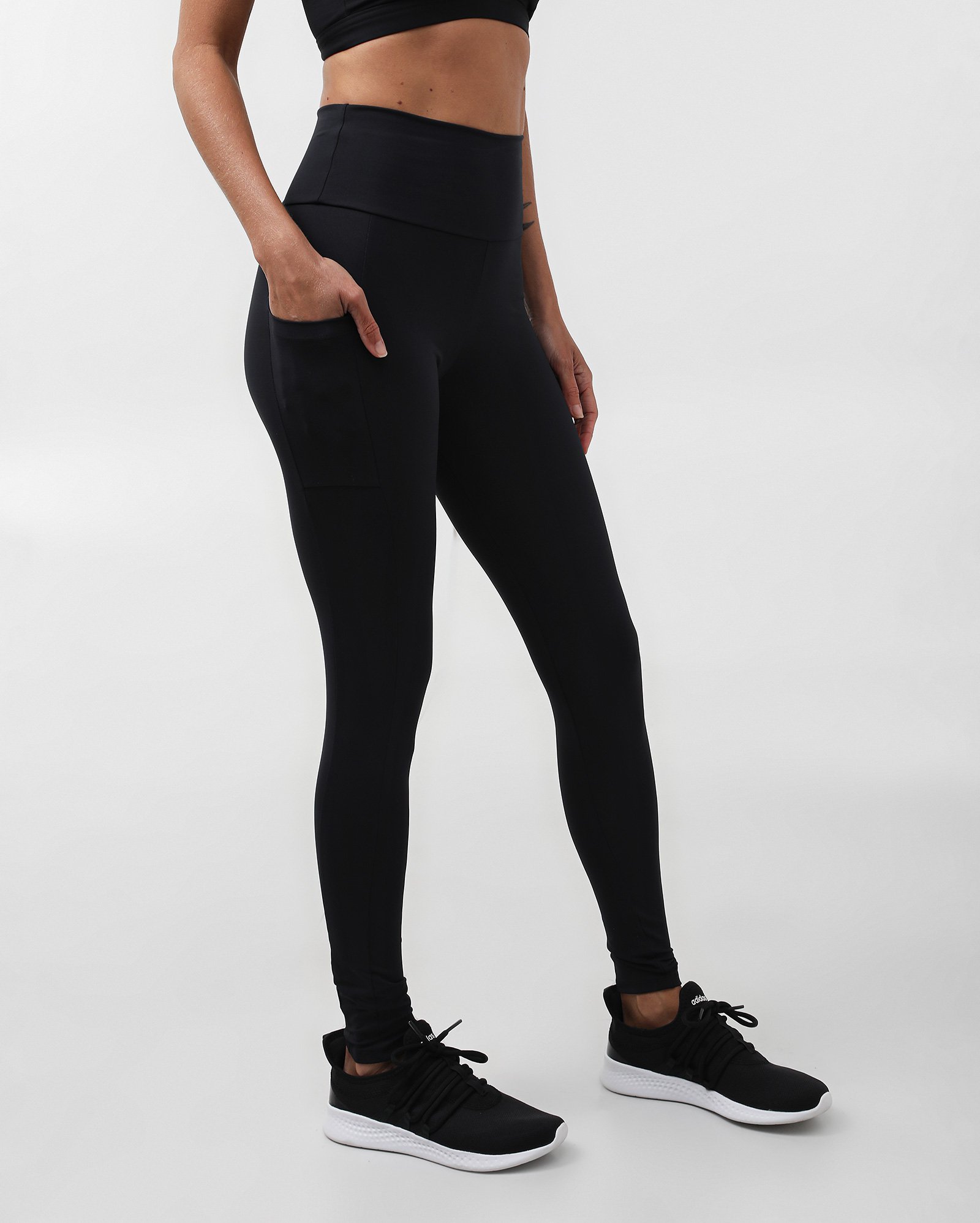 Calça legging esportiva feminina pump com bolso - Preto | Body Work