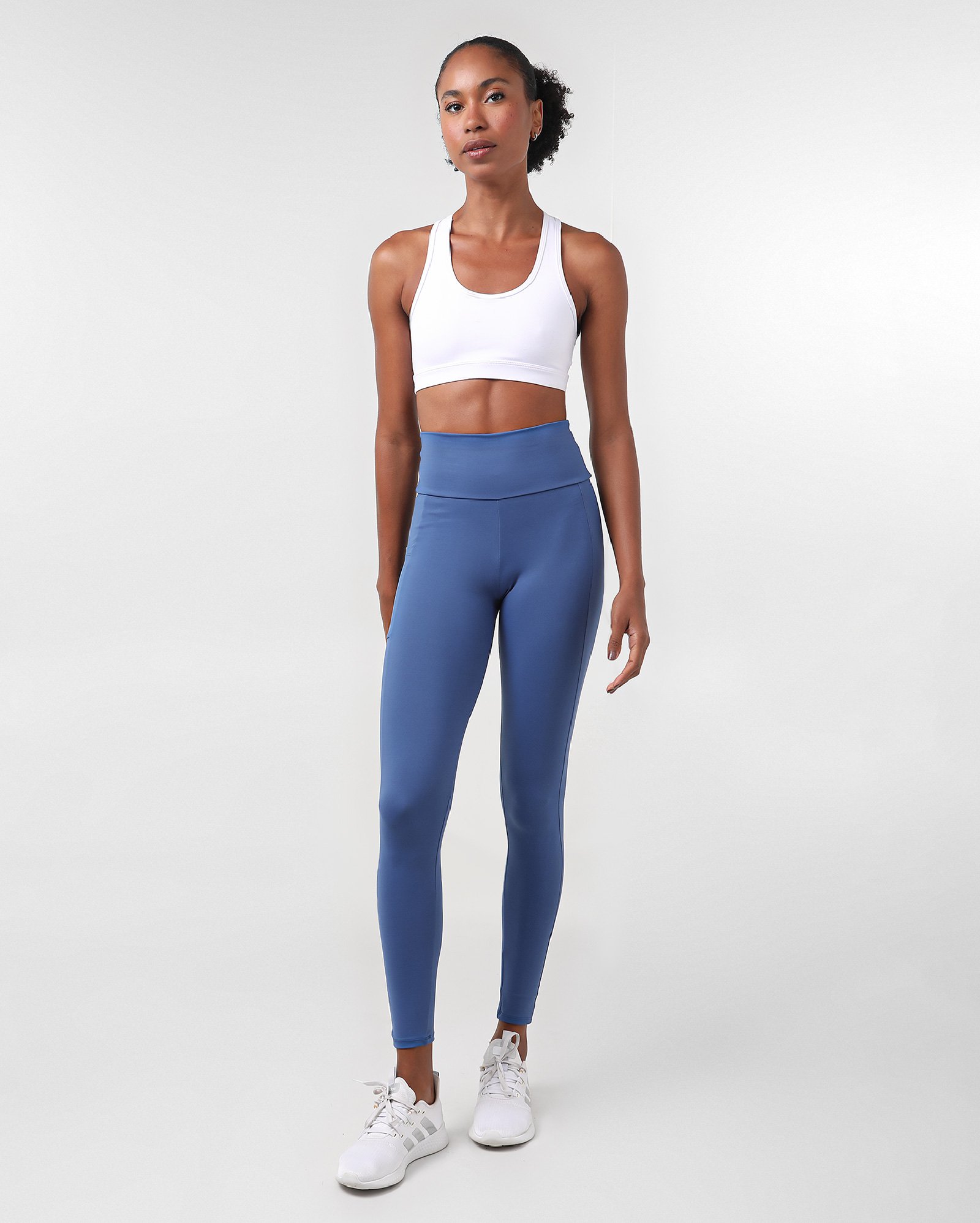 Calça legging esportiva feminina pump com bolso - Azul | Body Work