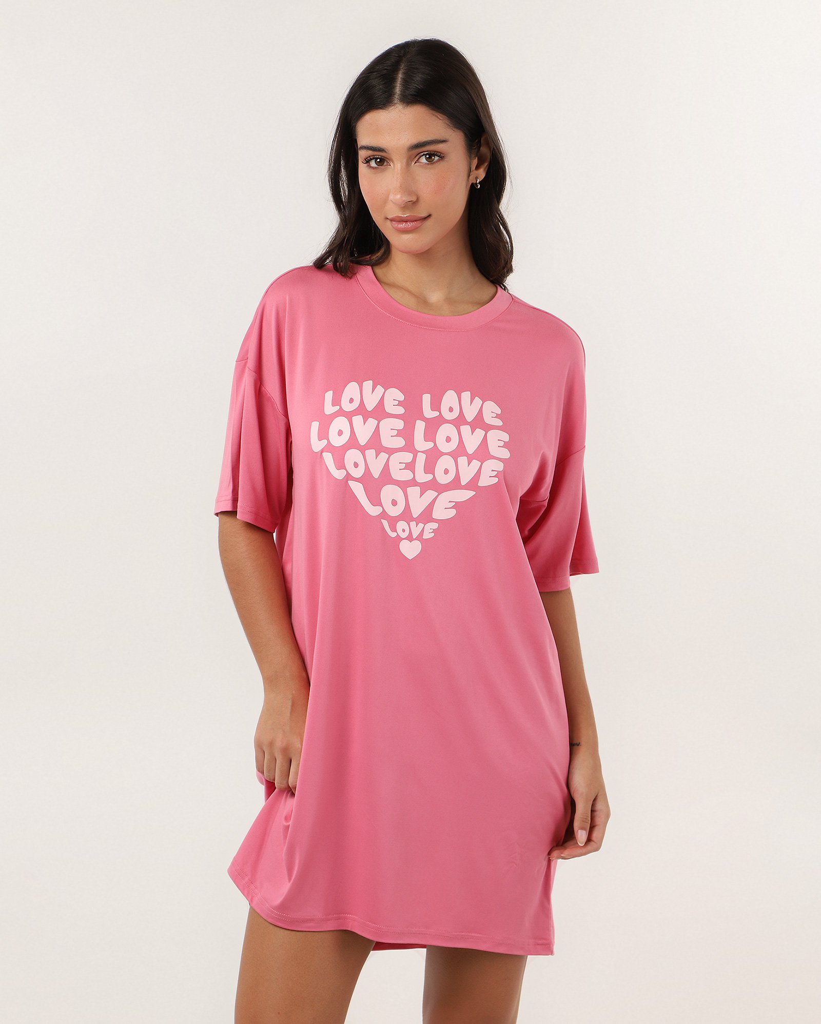 Camisola manga curta toque macio lettering love rosa | Riachuelo