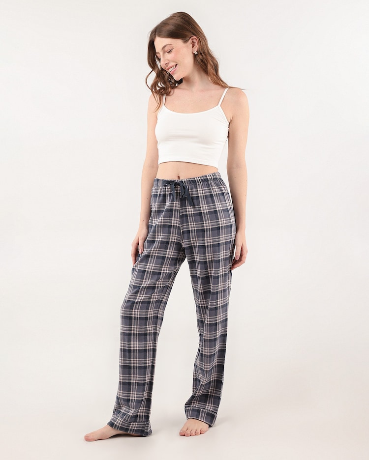 Riachuelo Calça pijama feminina cós elástico flanelada xadrez