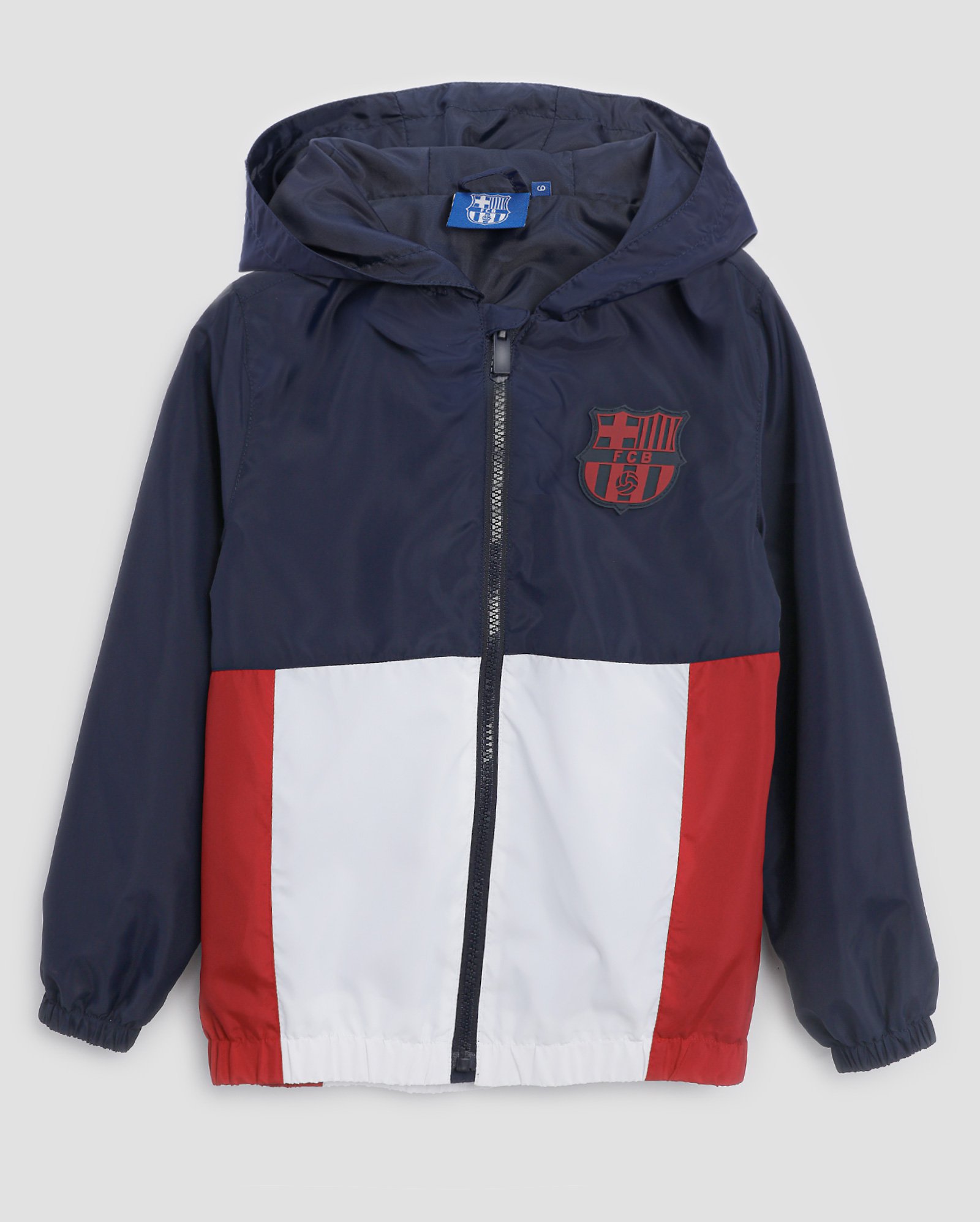 Jaqueta infantil futebol Barcelona com recortes azul