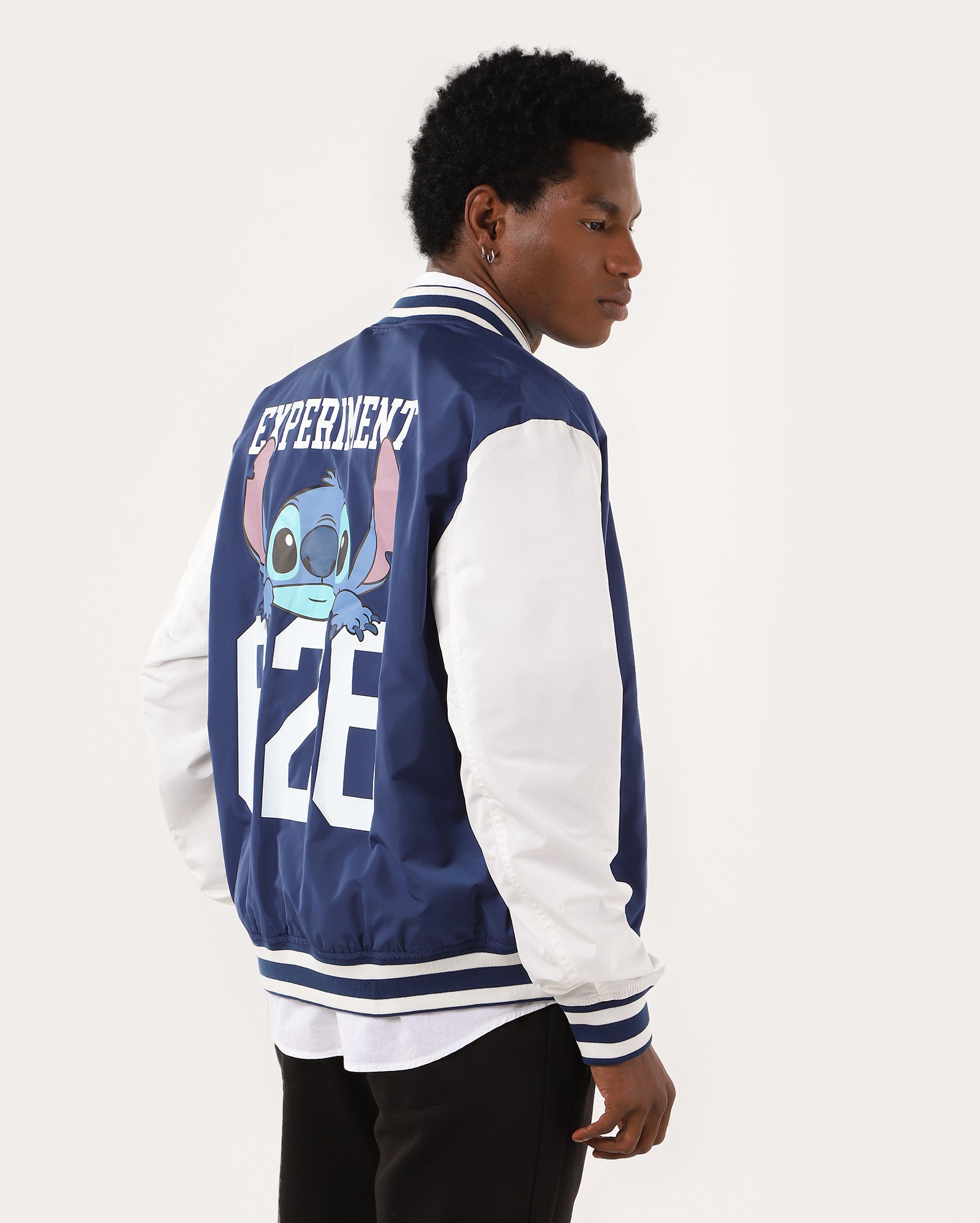 Jaqueta masculina relaxed college Stitch azul | Disney