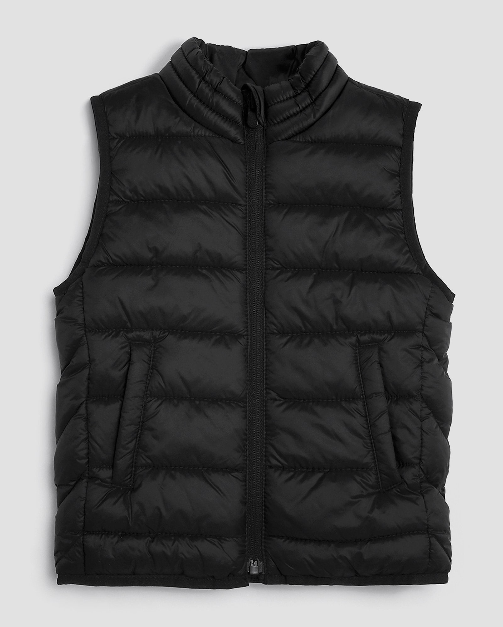 Colete infantil puffer com zíper e bolsos 1-6A - Preto