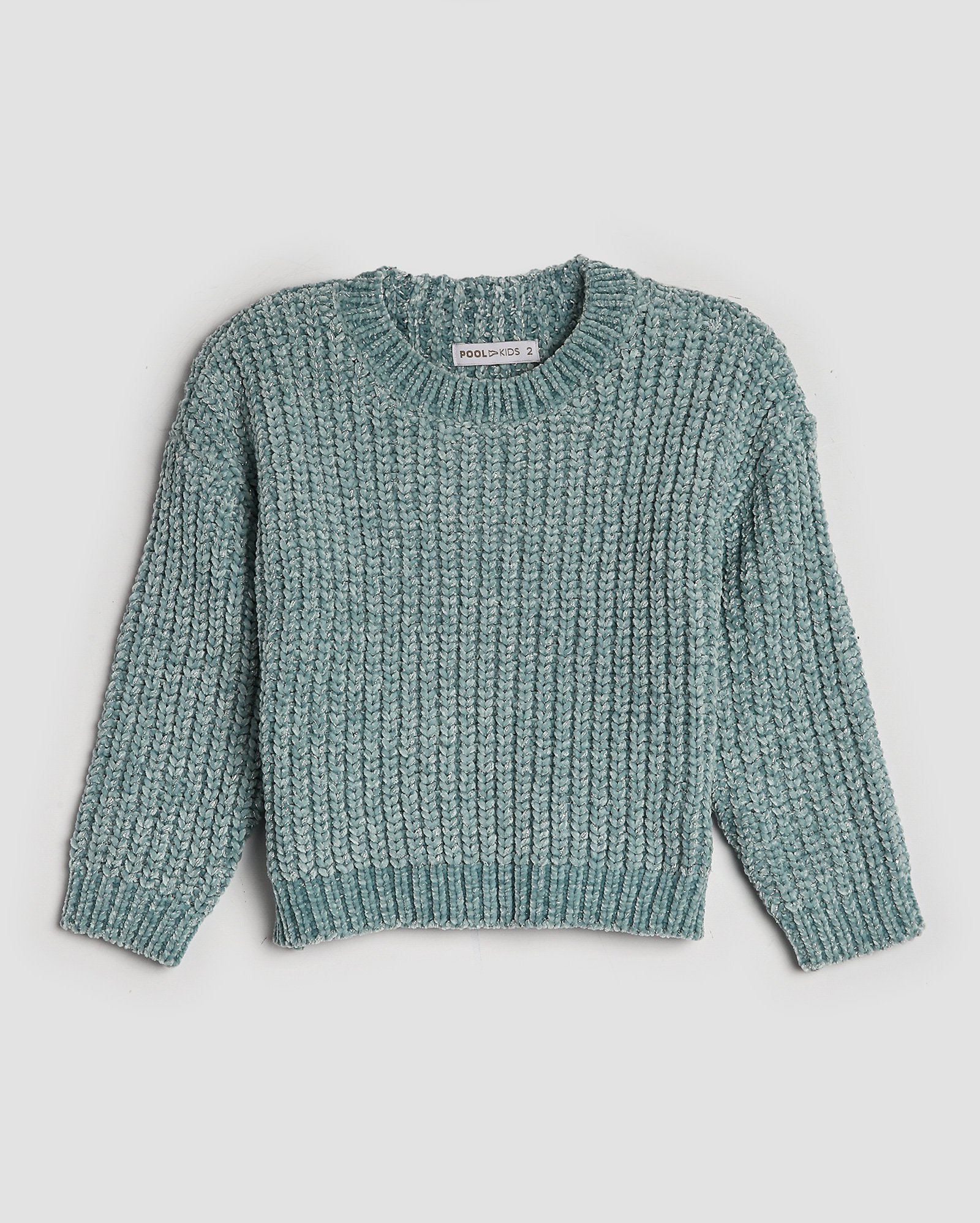 Suéter infantil tricot com fios de brilho 1-4A azul | Pool Kids