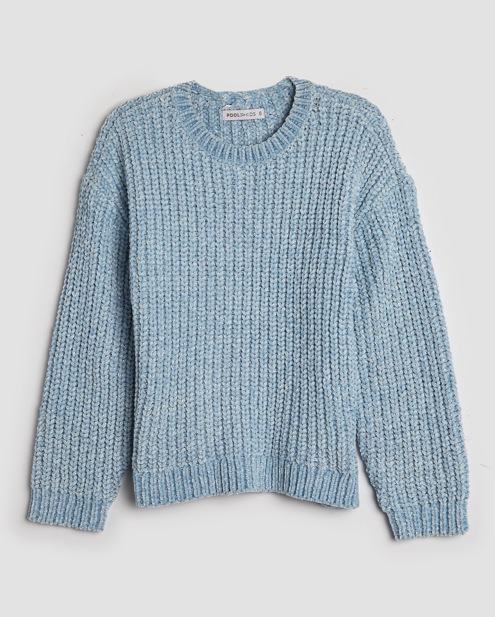 Suéter infantil tricot com fios de brilho 4-10A - Azul Claro | Pool Kids