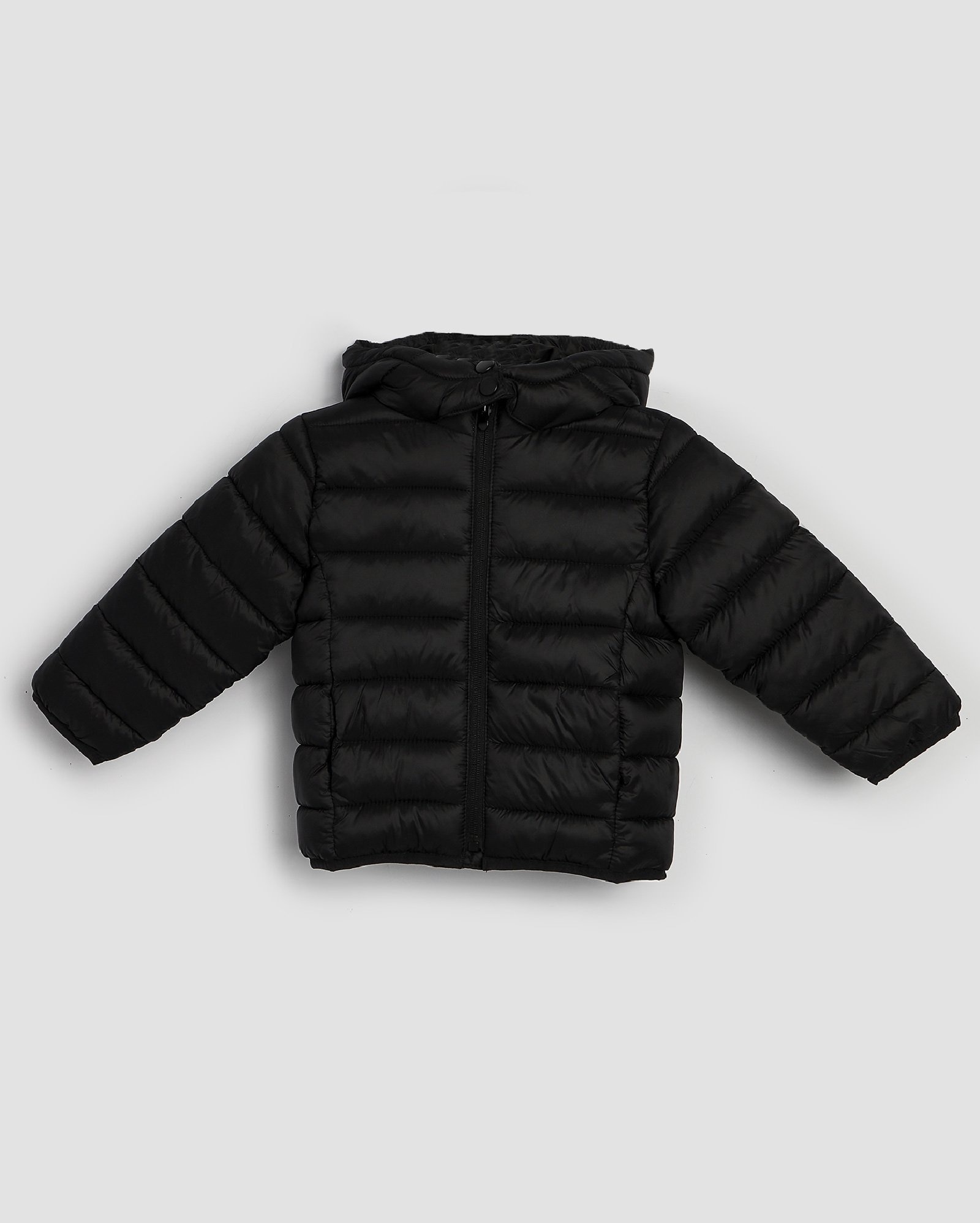 Jaqueta puffer infantil com capuz 4-10A - Preto | Pool Kids