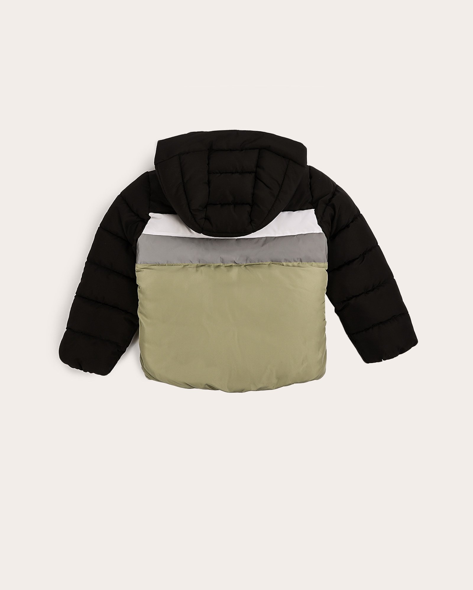 Jaqueta puffer infantil com capuz e recortes 4-10A multicor | Pool Kids