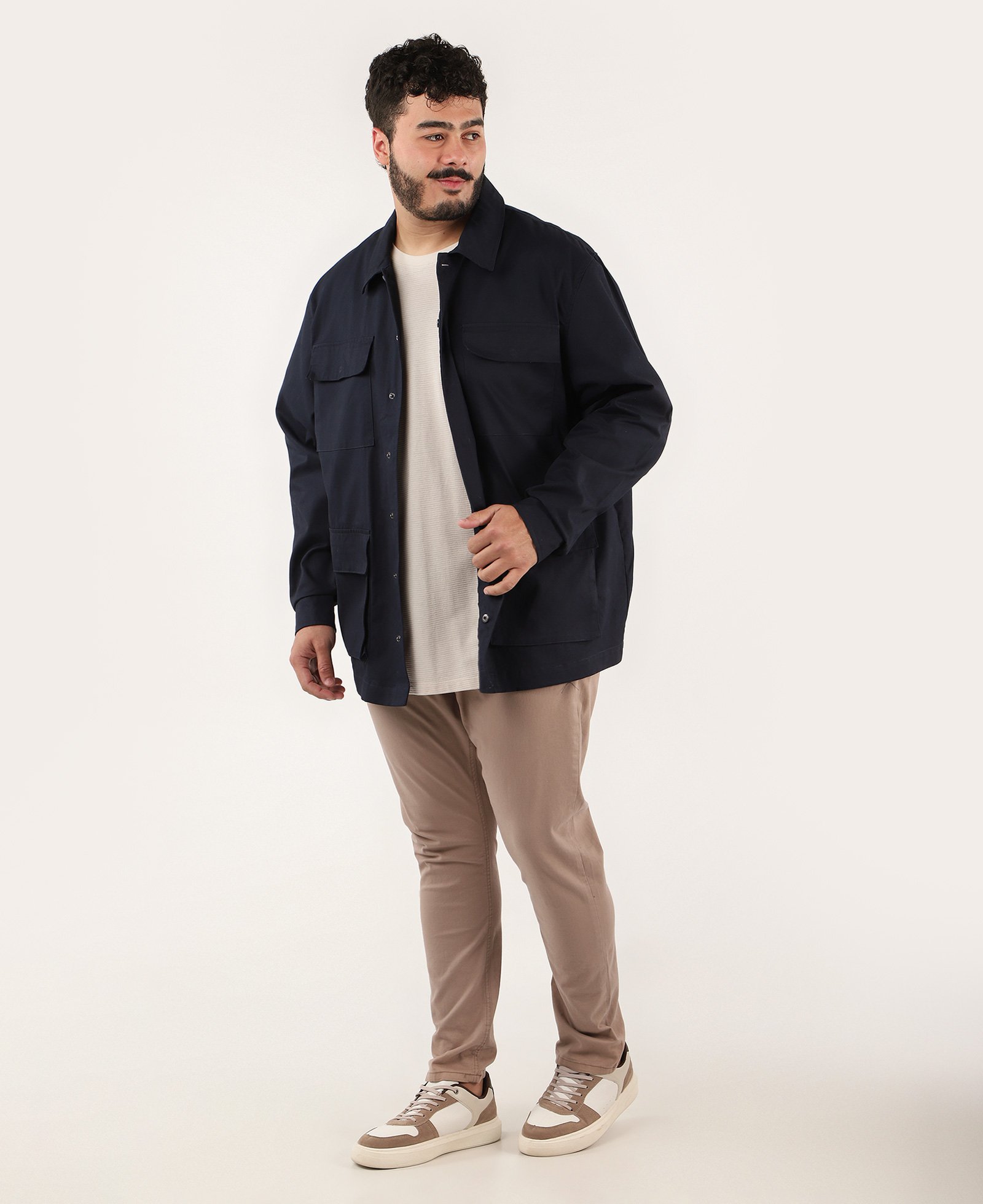 Overshirt plus size masculina bolsos cargos azul | Original Plus by Riachuelo
