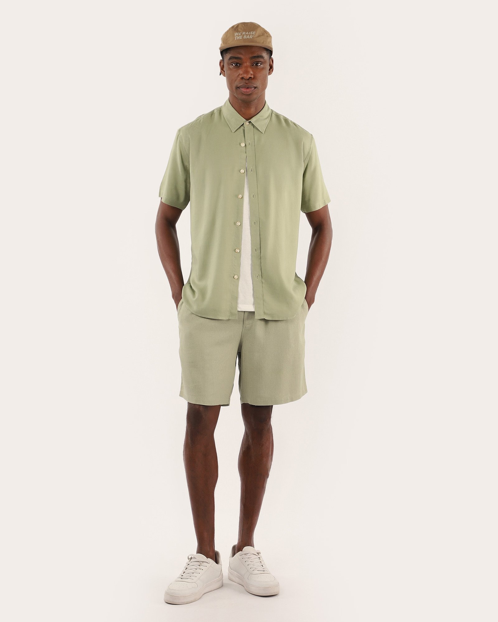 Camisa masculina regular em viscolinho - Verde Musgo