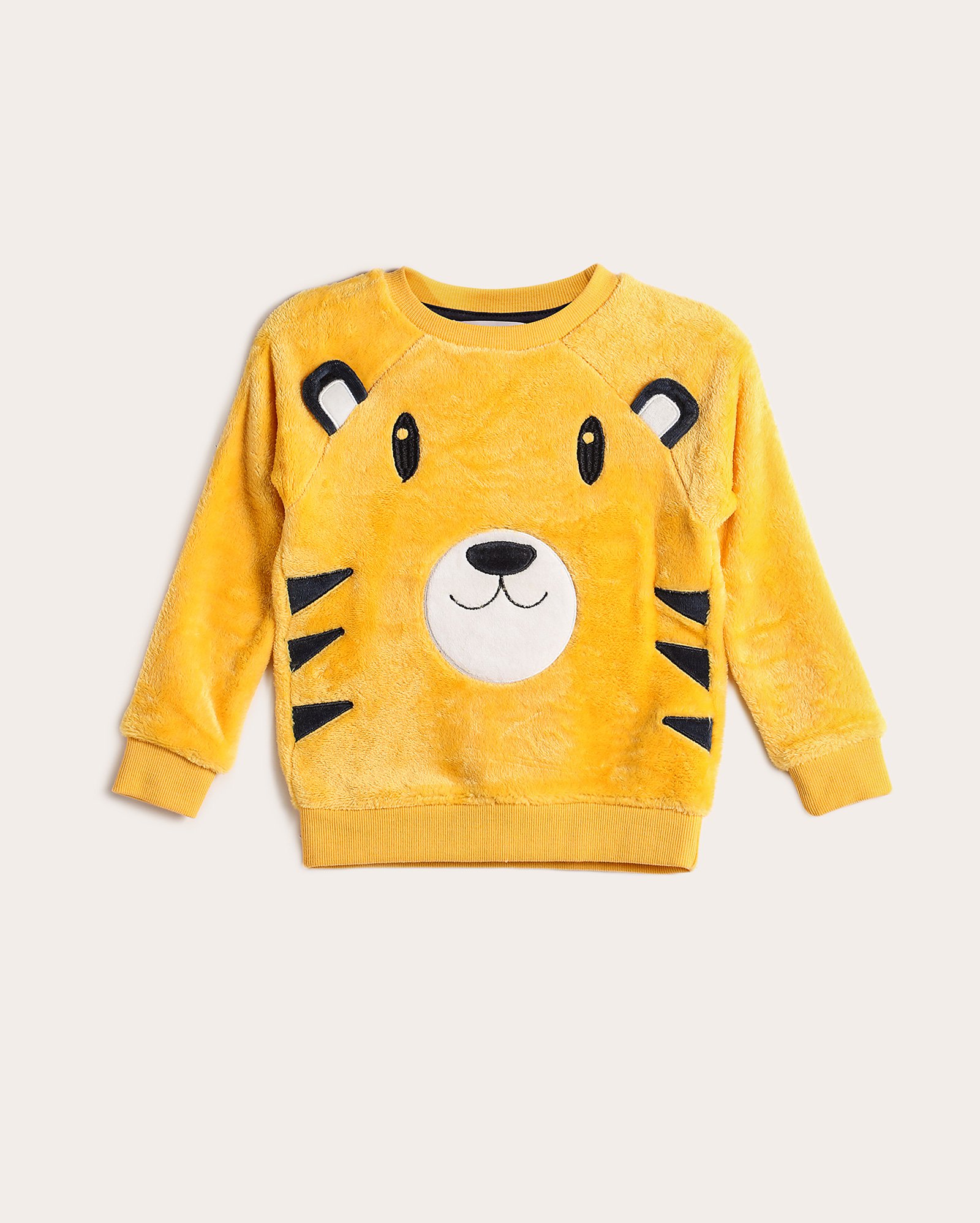 Blusa infantil em fleece tigre 1-4A amarela | Pool Kids