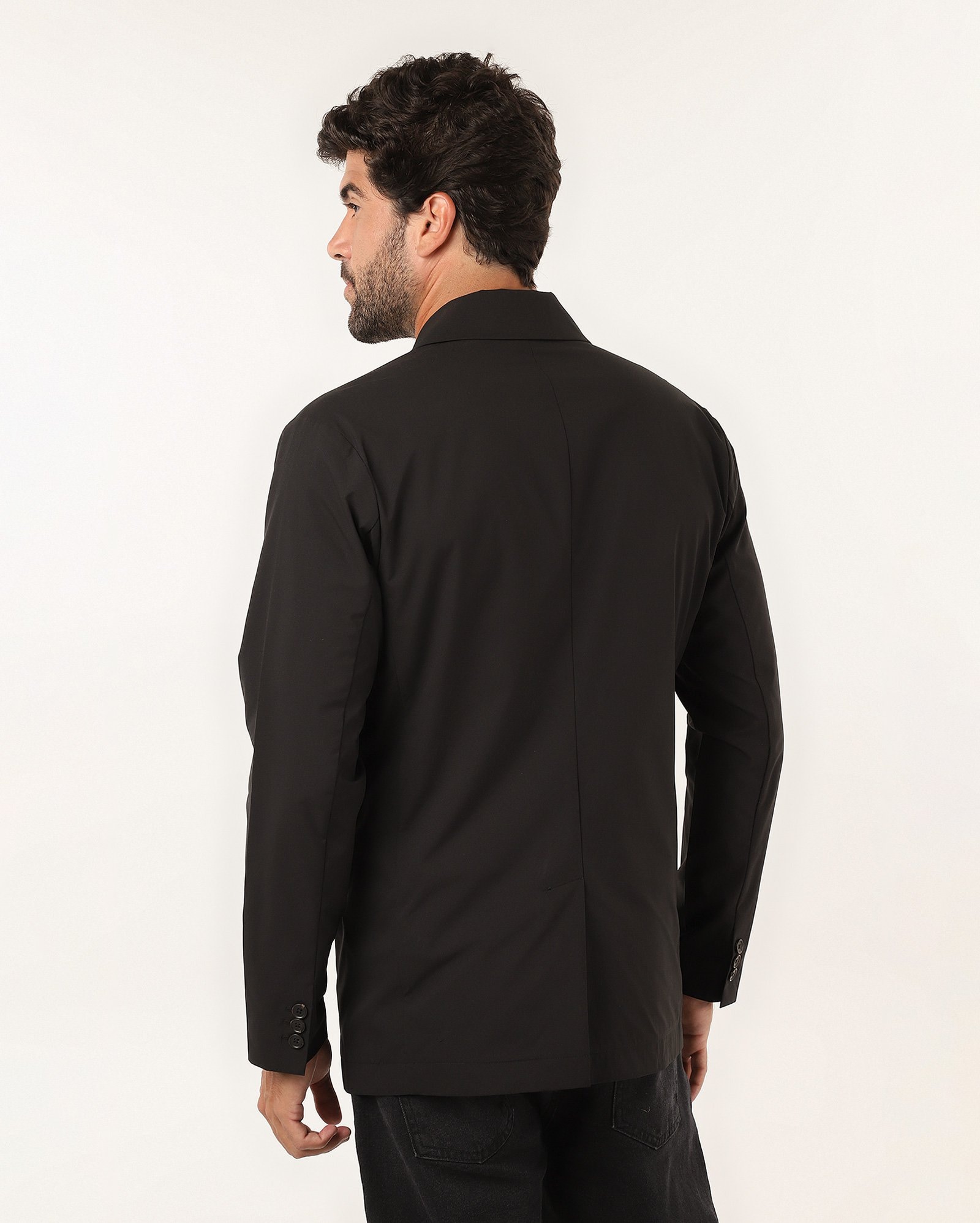 Blazer masculino acinturado com bolsos decorativos preto — foto 6