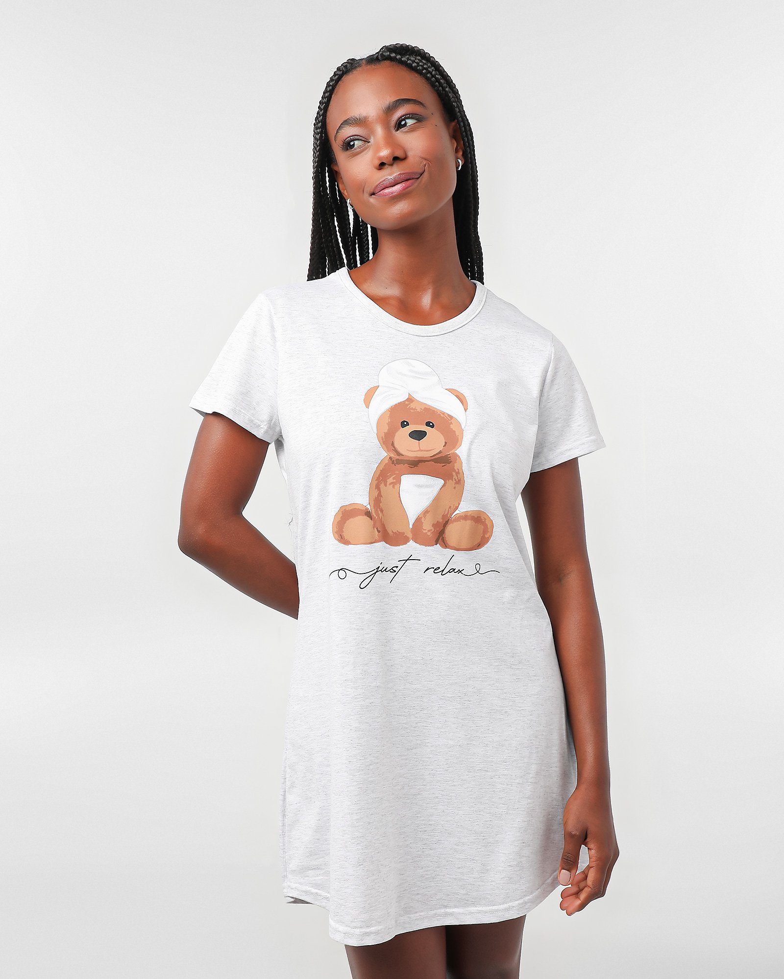 Camisola curta urso just relax cinza - Cinza Claro Mescla | Riachuelo