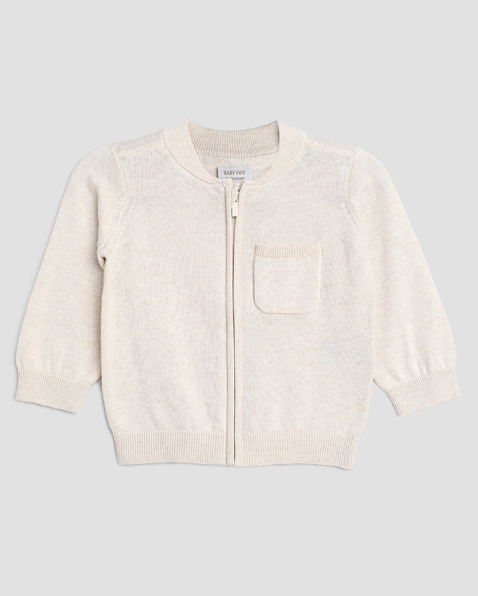 Cardigan bebê de tricot com bolso bege | Baby Way