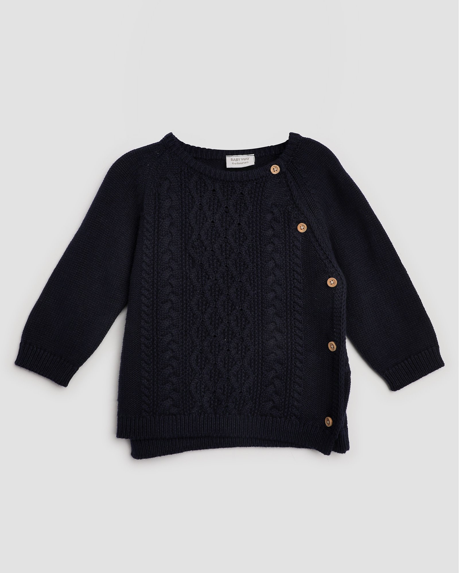 Suéter bebê de tricot com botões azul | Baby Way