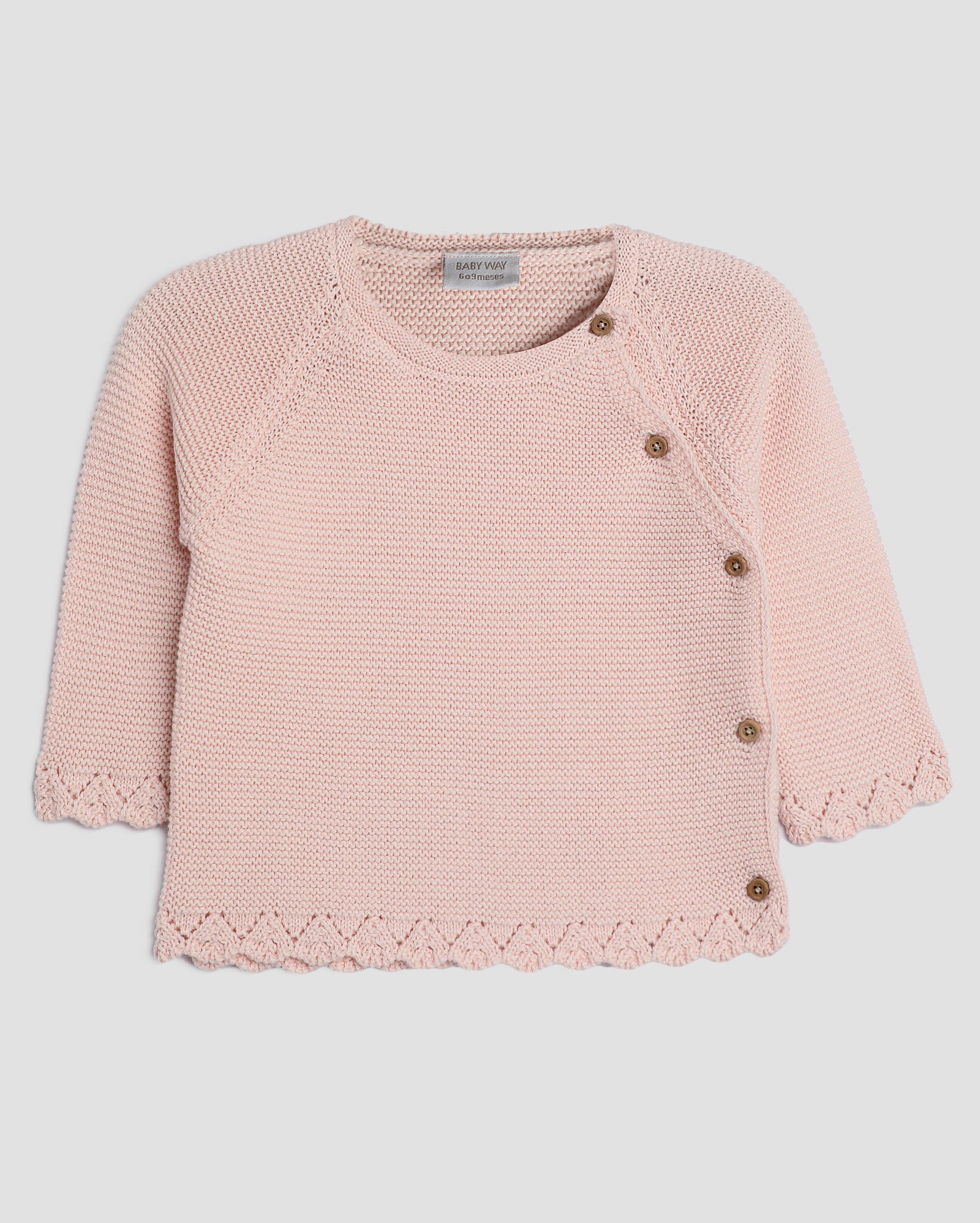Suéter bebê de tricot botões laterais rosa | Baby Way