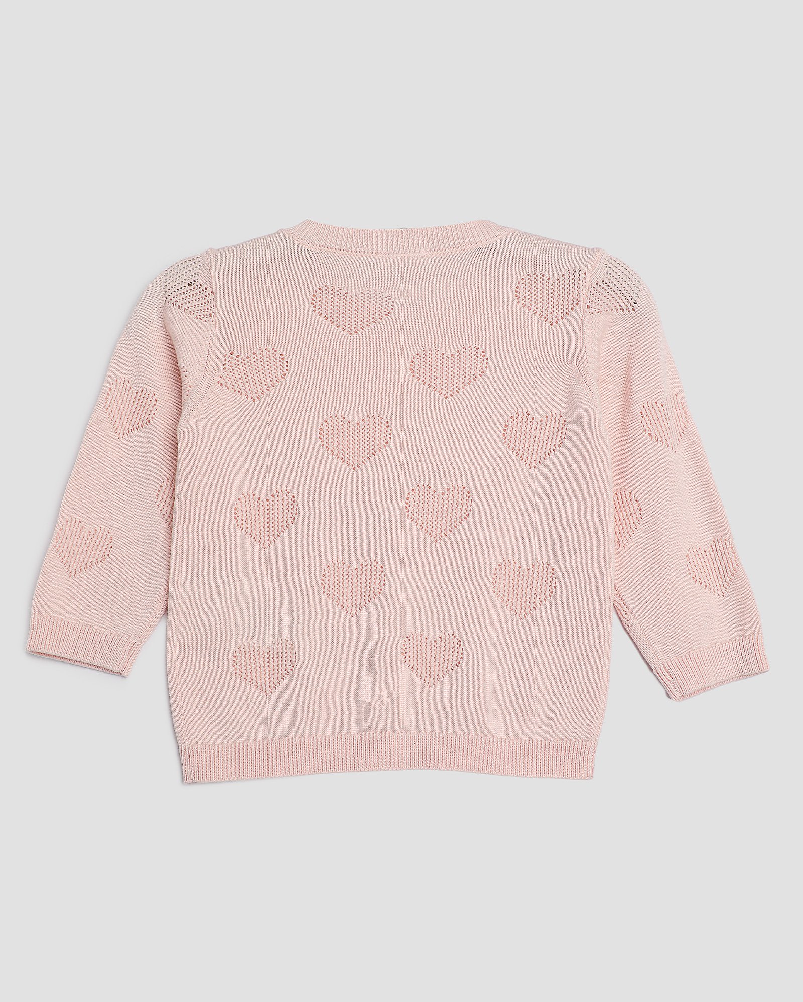 Cardigan bebê de corações com botões - Rosa Claro | Baby Way