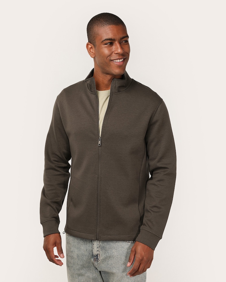 Riachuelo Blusa de moletom masculina com zíper gola alta Cinza