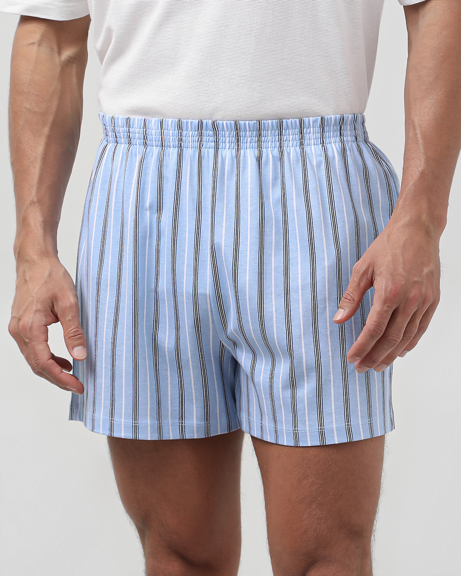 Short pijama masculino de algodão listrado azul | Riachuelo