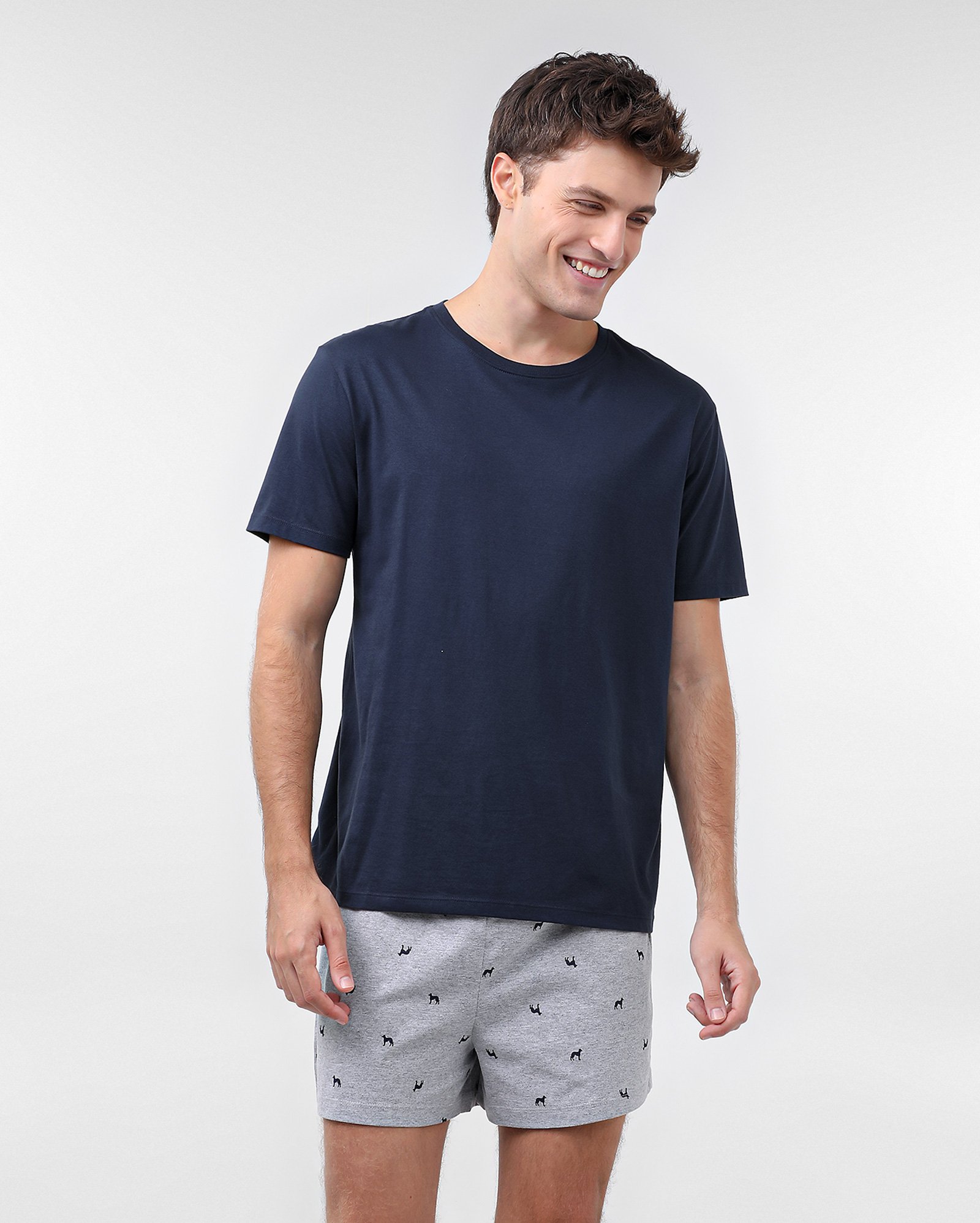 Short pijama masculino cachorro azul - Cinza Claro | Riachuelo