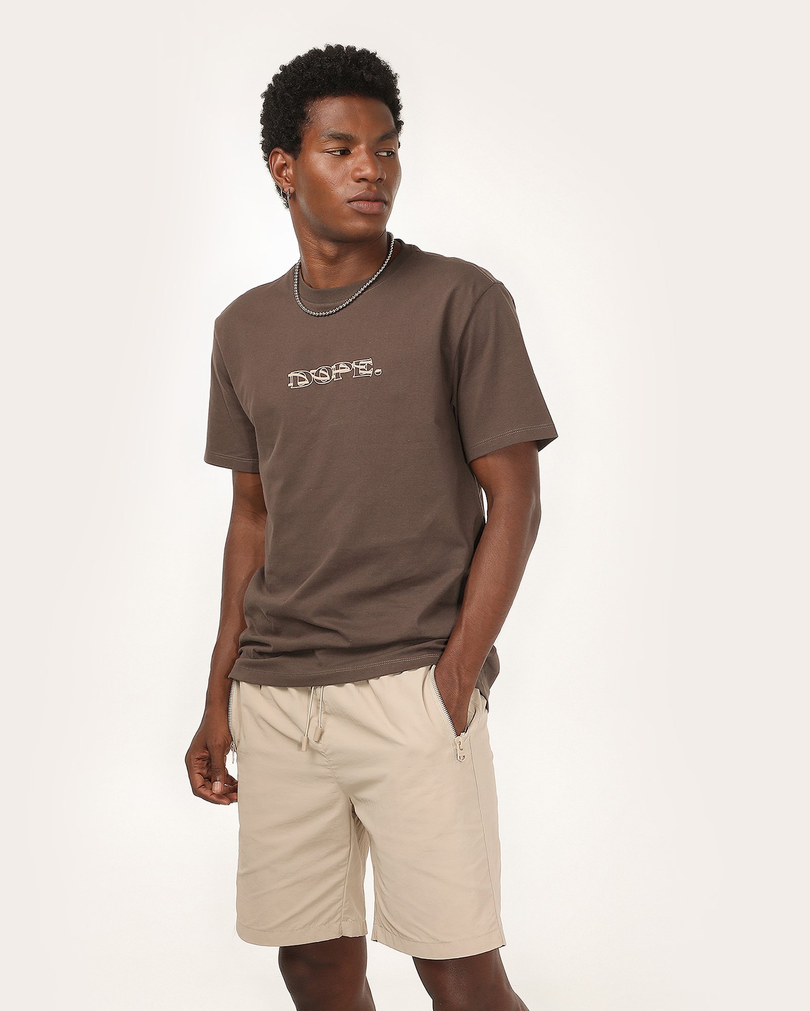 Bermuda masculina de poliamida com ajuste - Bege