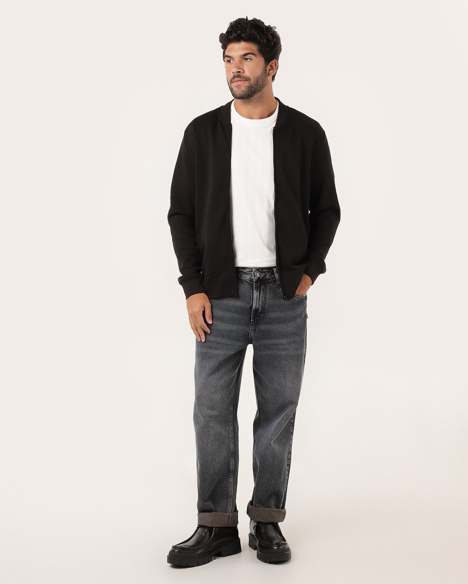 Blusa de moletom masculina com zíper preta | Original by Riachuelo