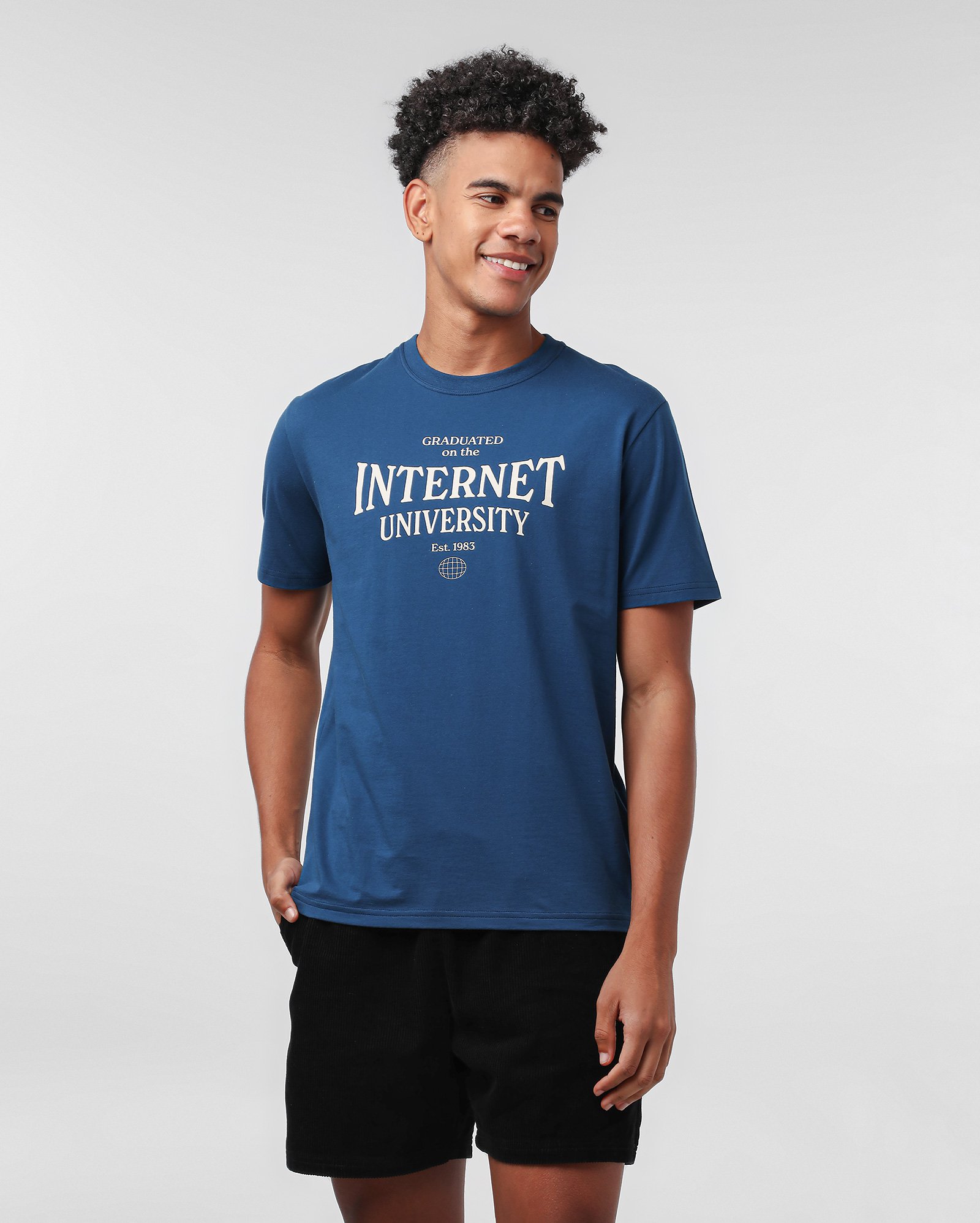 Camiseta masculina regular internet university azul | FANLAB