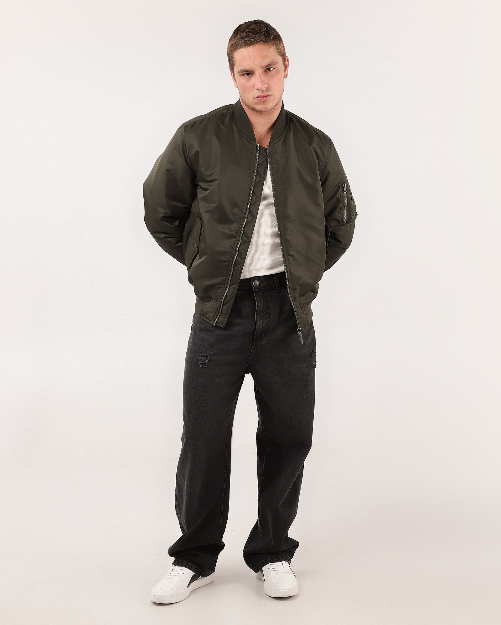 Jaqueta masculina bomber bolsos utilitários verde | Pool