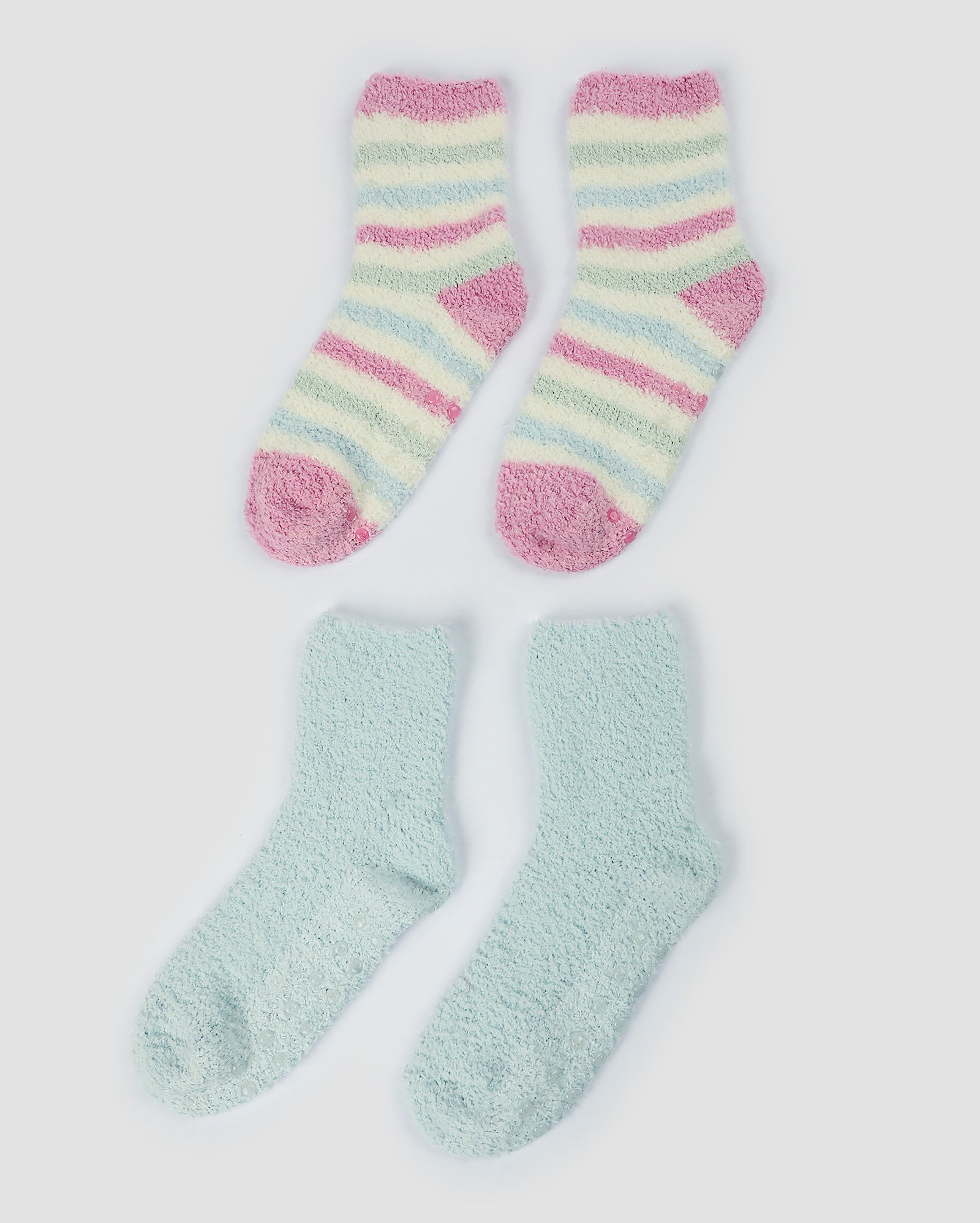 Kit meia infantil 2 pares antiderrapante em fleece listras multicor | Accessori by Riachuelo