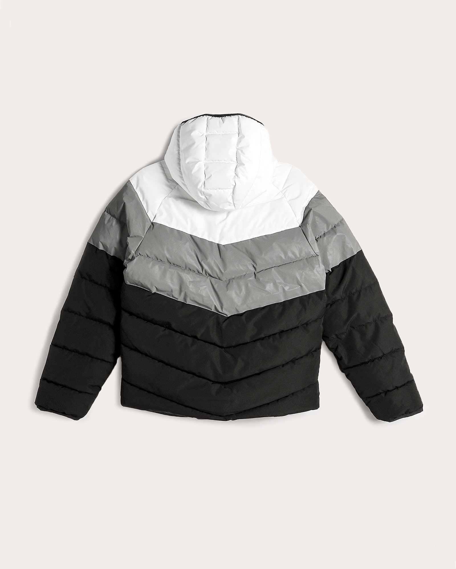 Jaqueta juvenil puffer refletiva com capuz preta | Pool