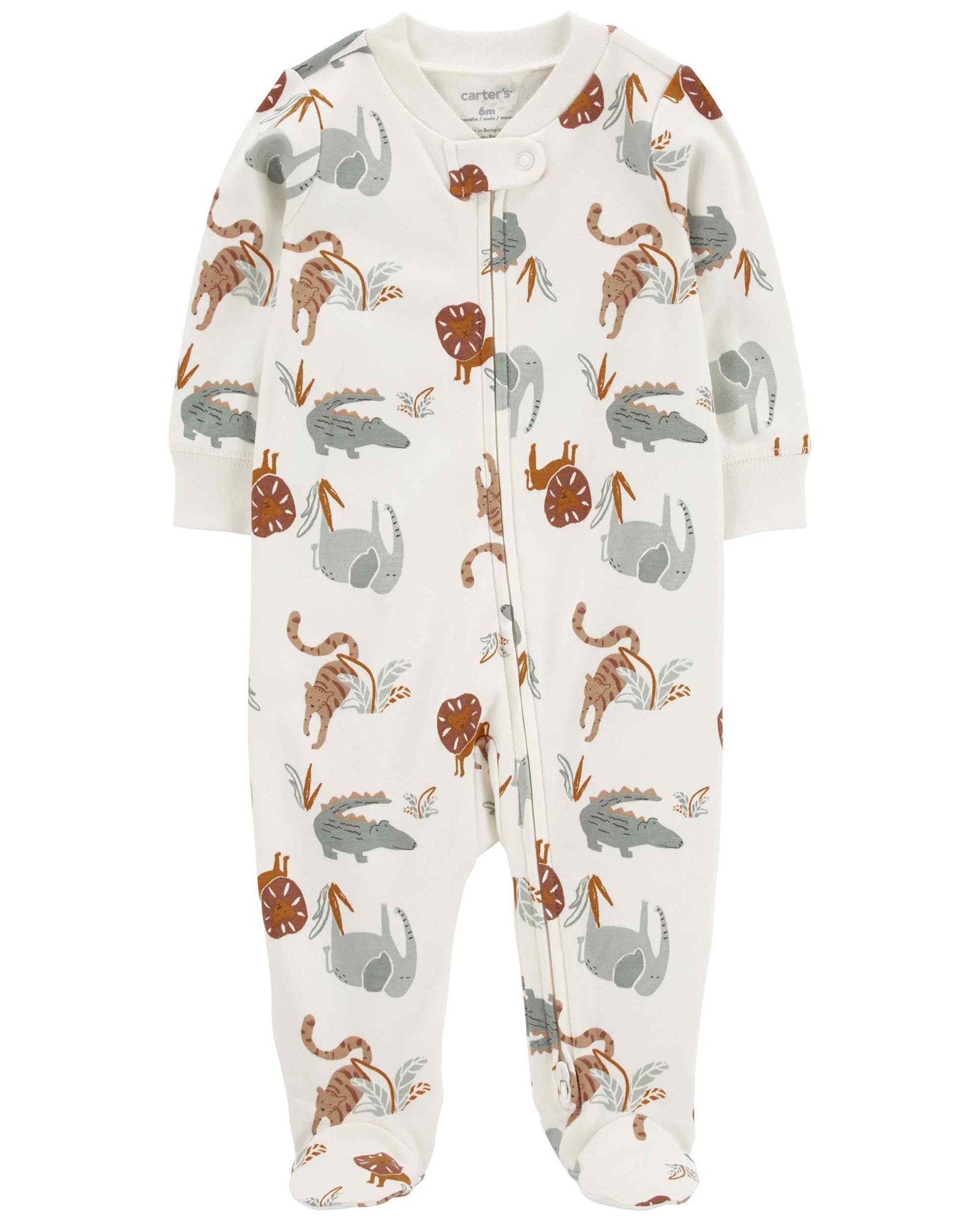 Macacão bebê com pezinho jacaré off-white | Carter's