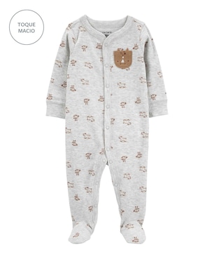 Macacão bebê canelado bichinhos com bolso cinza | Carter's