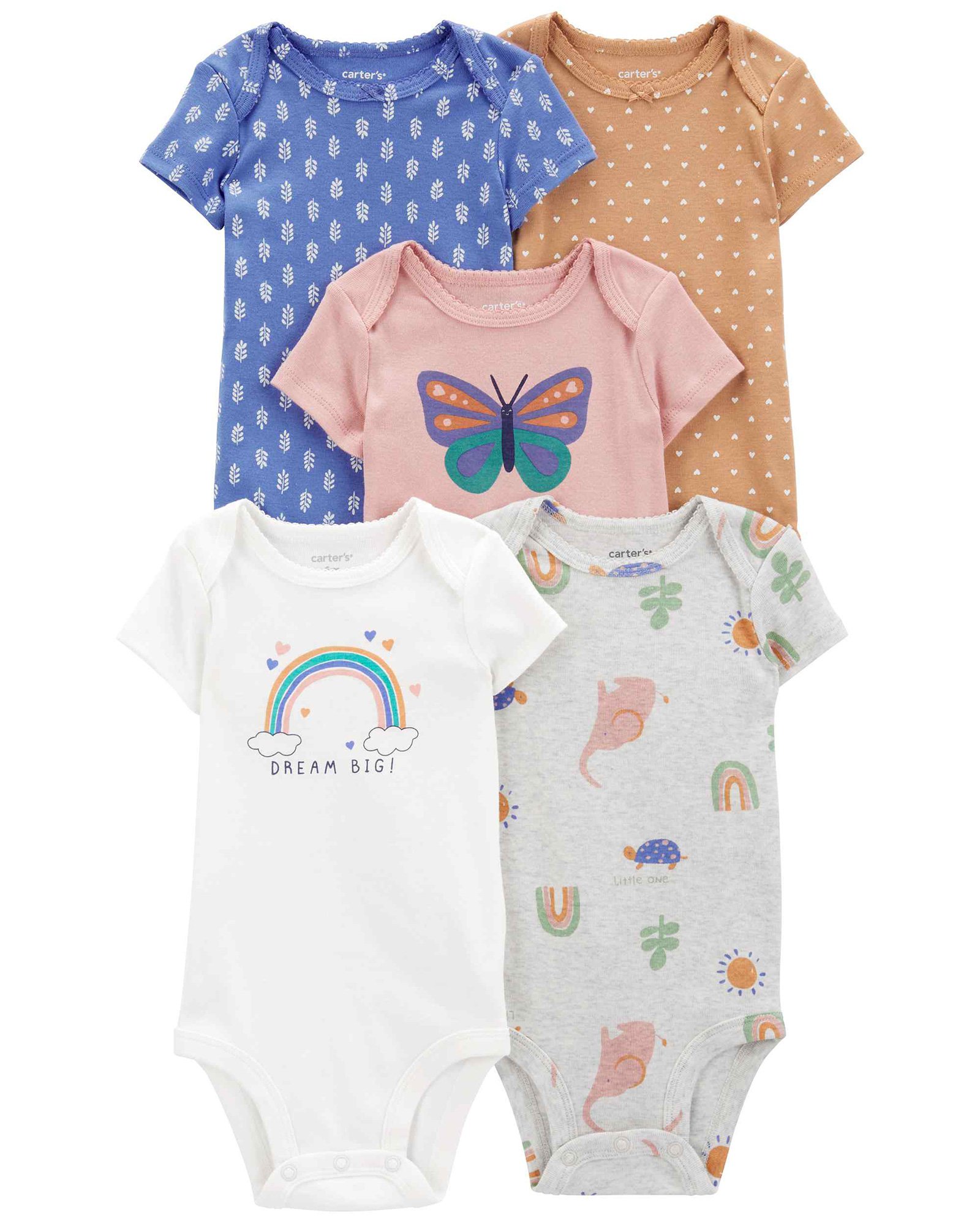 Kit body bebê 5 peças ombros transpassados multicor | Carter's