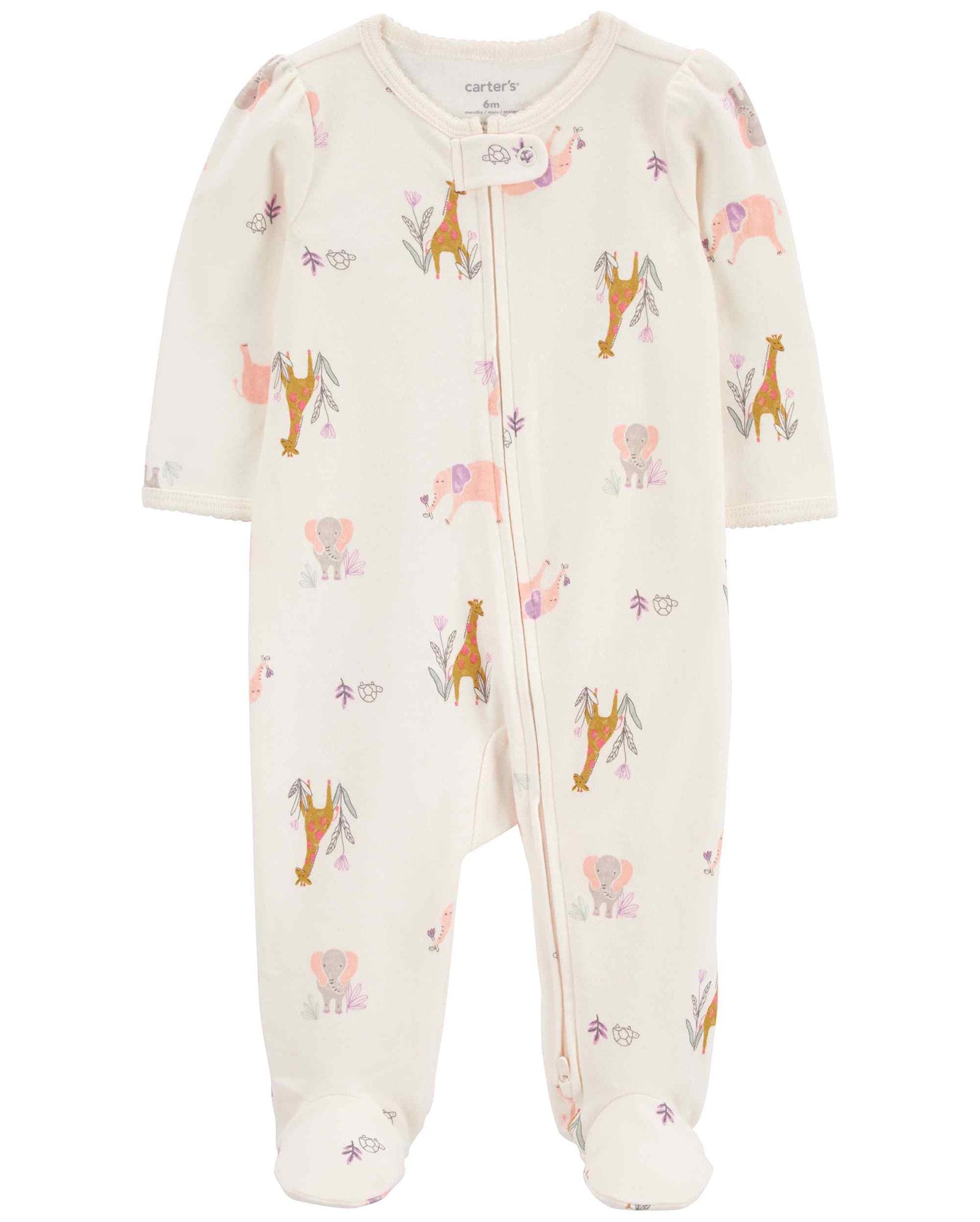 Macacão bebê elefante e girafas off-white | Carter's