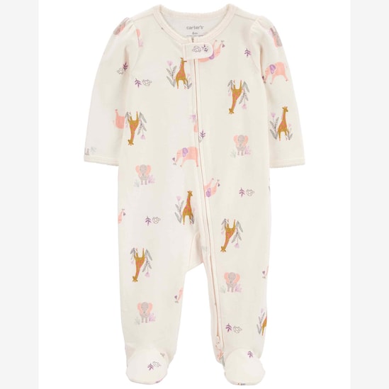 Macacão bebê elefante e girafas off-white | Carter's