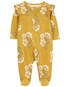 Macacão bebê floral com babados amarelo | Carter's