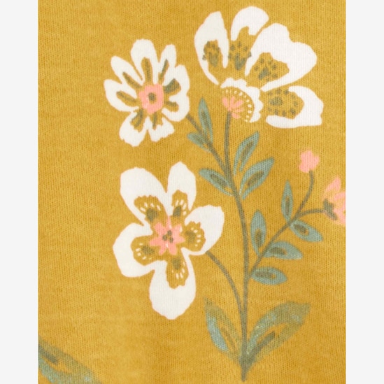 Macacão bebê floral com babados amarelo | Carter's
