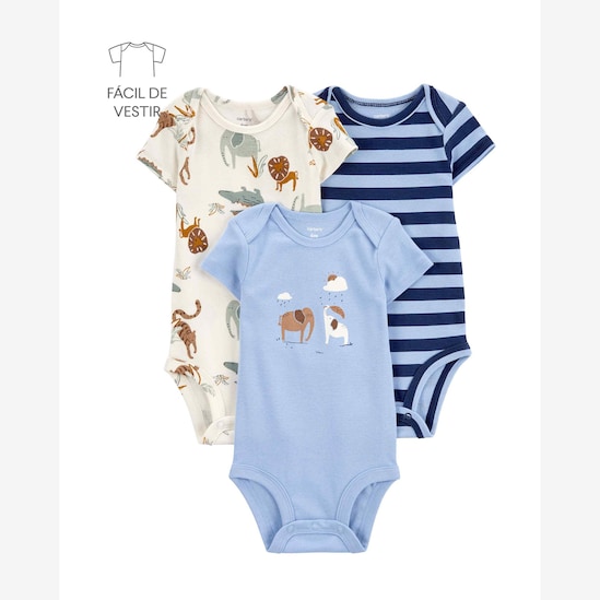 Kit body bebê 3 peças leão e elefante multicor | Carter's