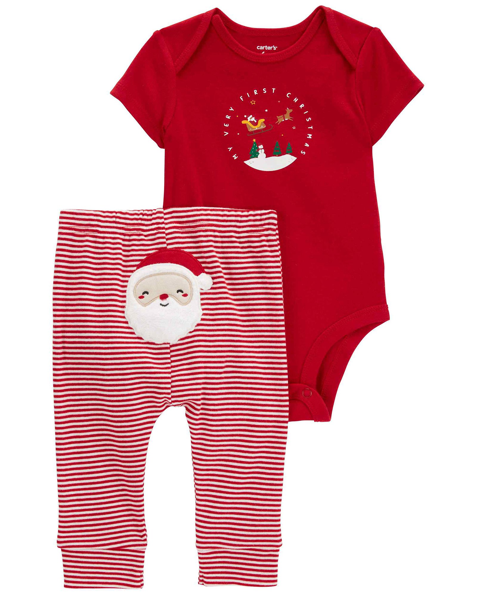 Conjunto longo bebê peças de Natal vermelho Carter's